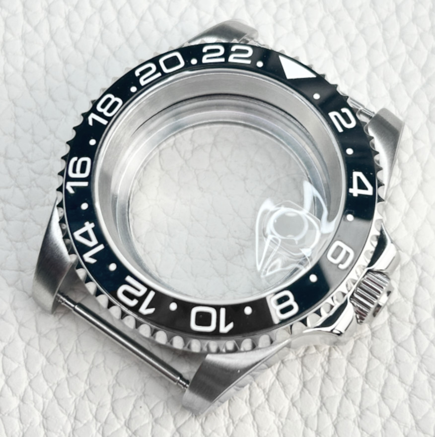 Black 40mm Watch Case Sapphire Mod 24 Hour Ceramic Bezel fit NH35 4R35 NH34 NH36