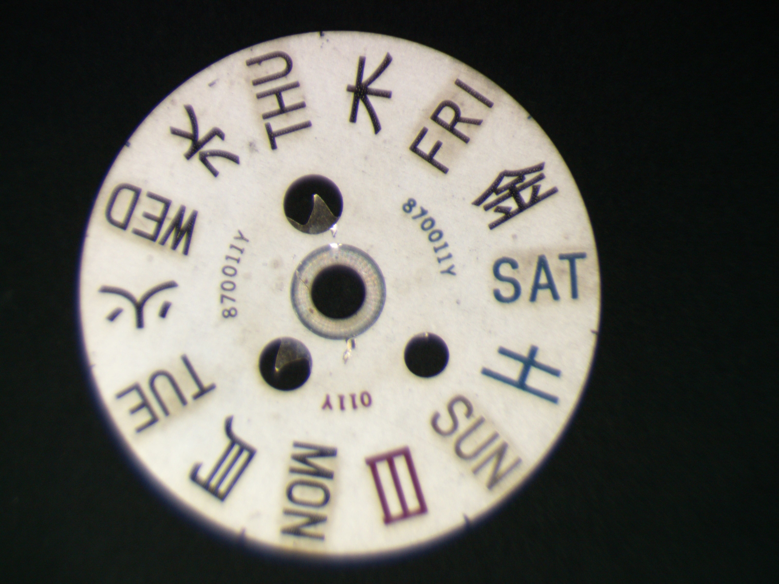 Seiko Cal. 7017A 870011Y Day star with dial disk EN/JP Parts. Repair