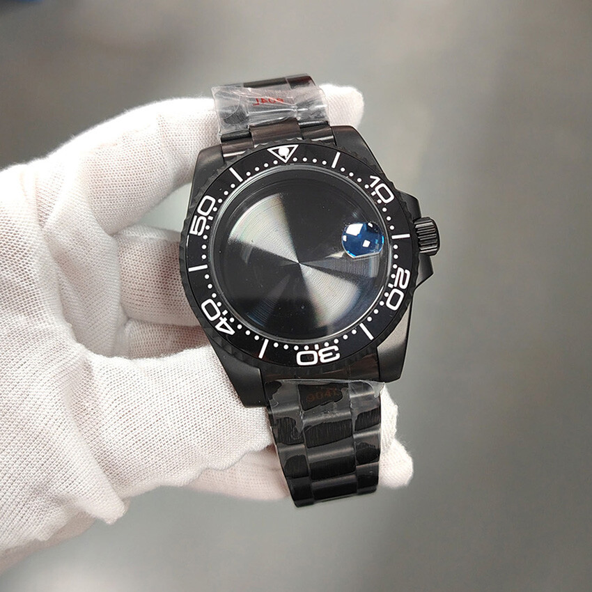 40MM Black Frosted Watch Case + Strap + Bezel Accessories for NH35/NH36 Movement
