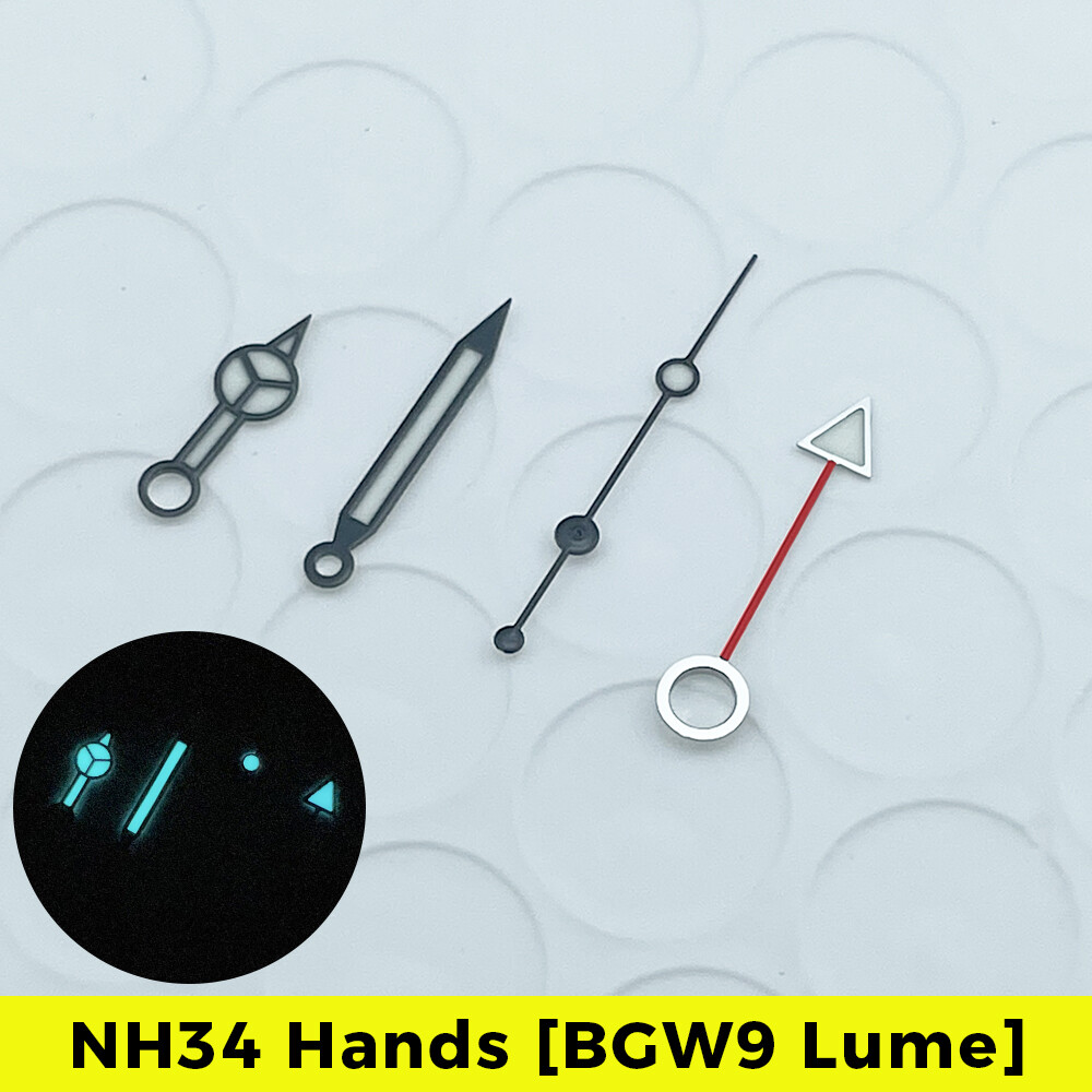 NH34A GMT Black Watch Hands NH34 BGW9 SKX SSK MOD MASTER II 24 Hours Red Benz