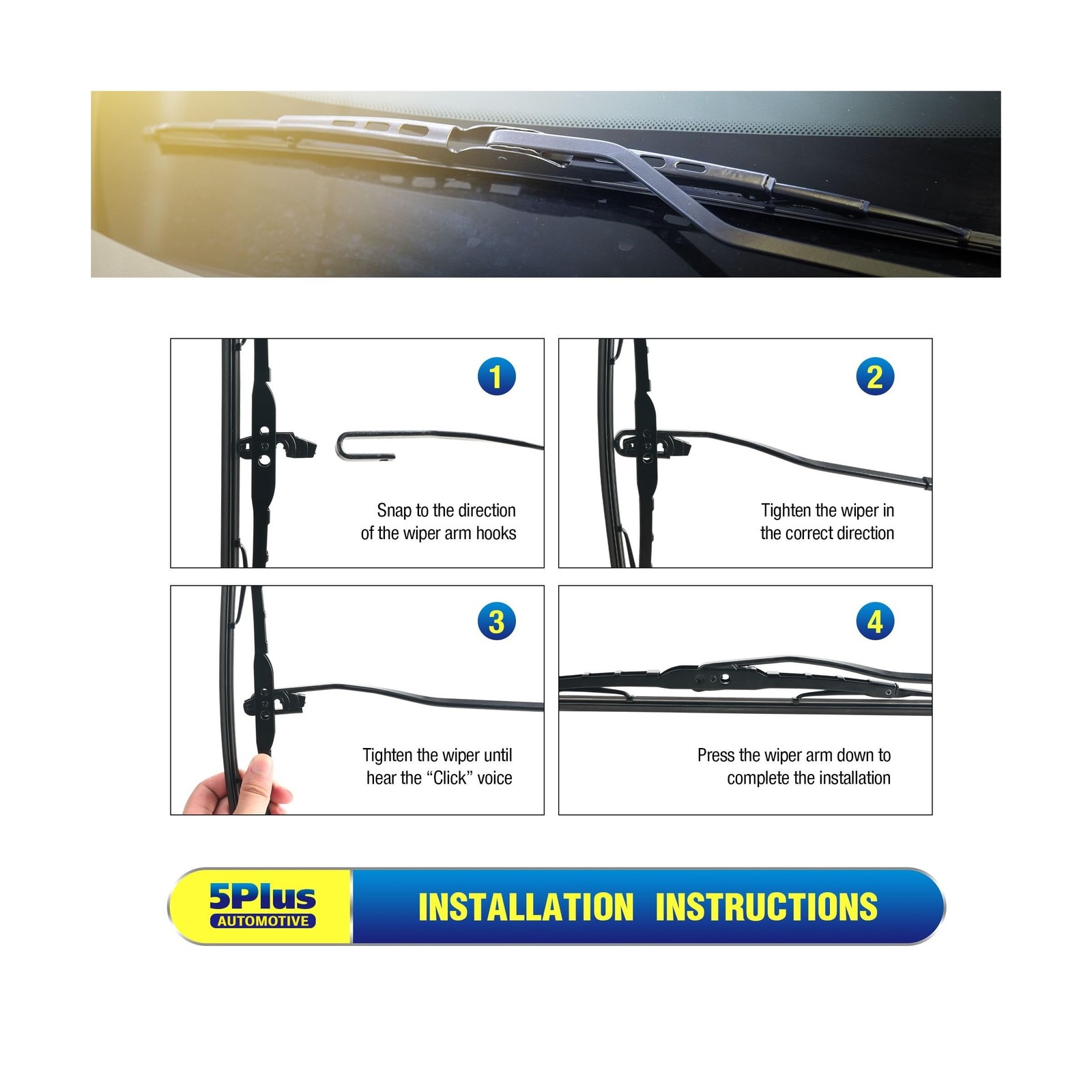5 PLUS® 22″ Wiper Blades 2 Pack Replacement for Ford F150 F250 F350 F450 F5