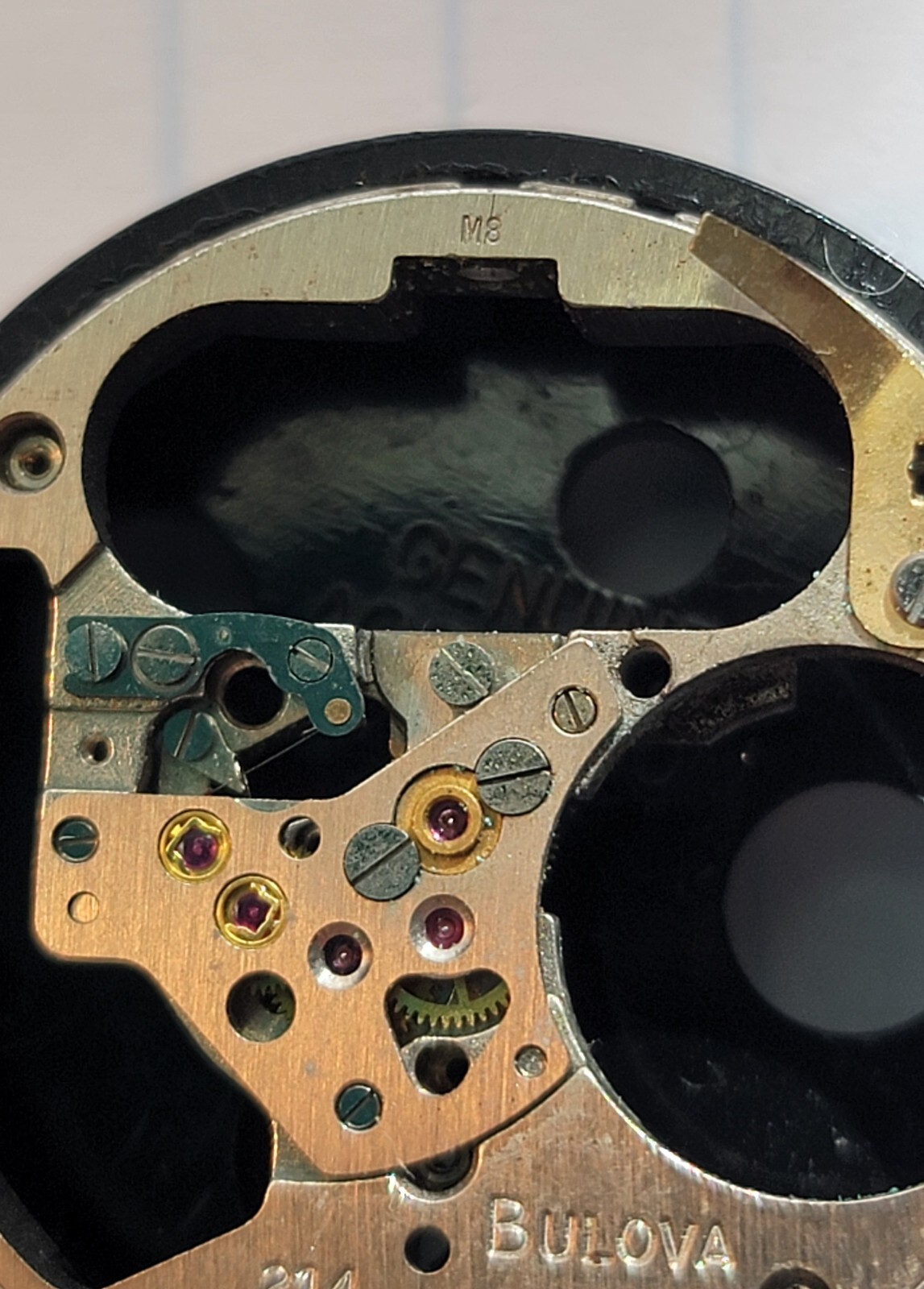 Vintage Bulova Accutron 214 Part 709 Movement Pillar Plate USA M8 1968