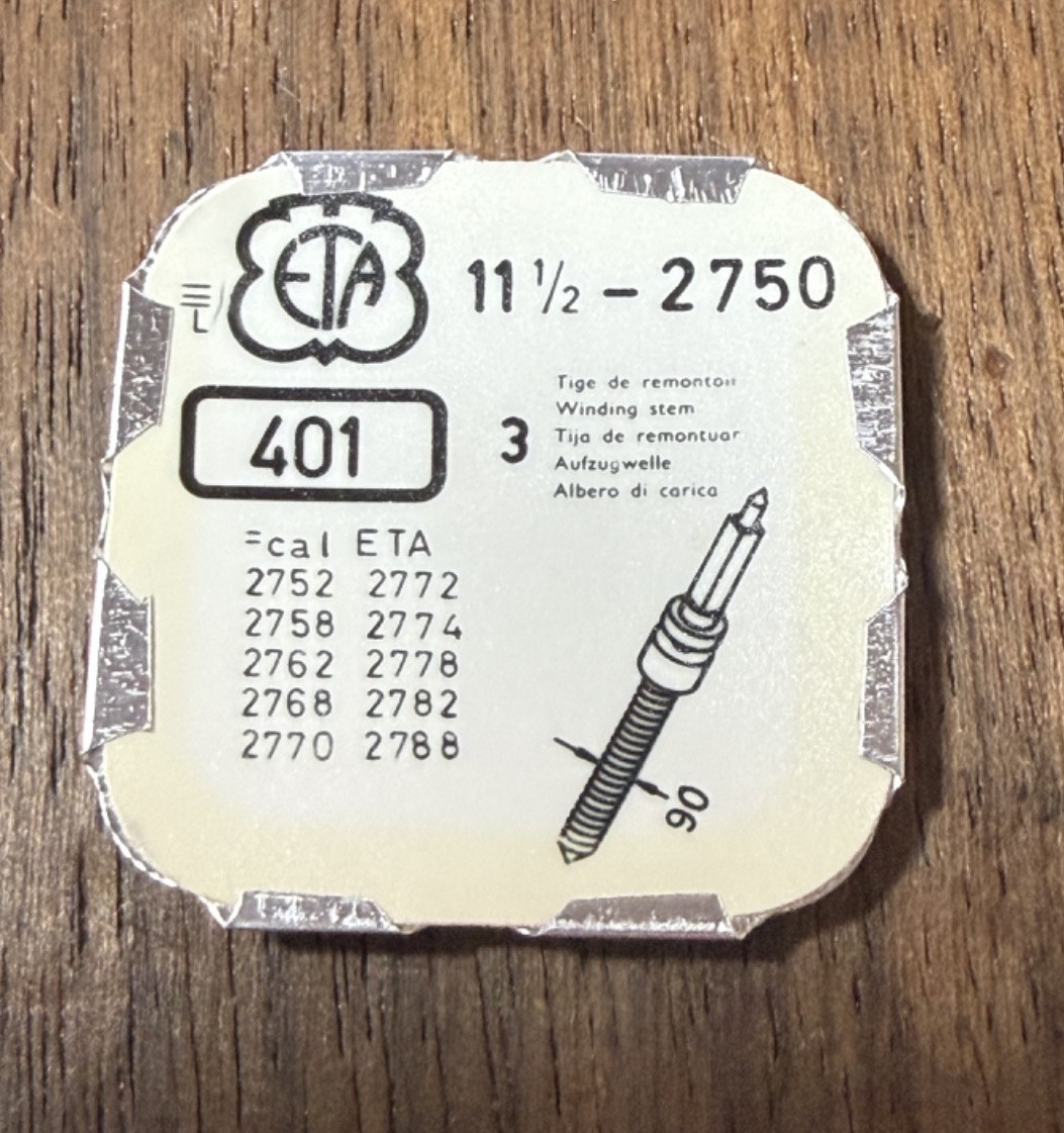 Lot of 3 NOS ETA 2750 – 2752 2758 2762 2768 2770 2778+ watch 401 winding stem