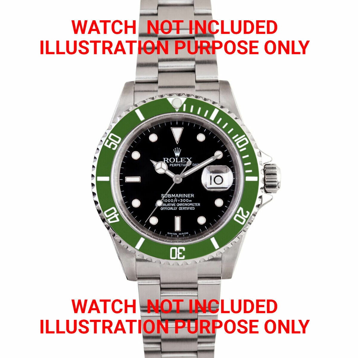 BEZEL ,INSERT FOR ROLEX SUBMARINER WATCH 16610LV, 16610 50TH ANNIVERSARY GREEN