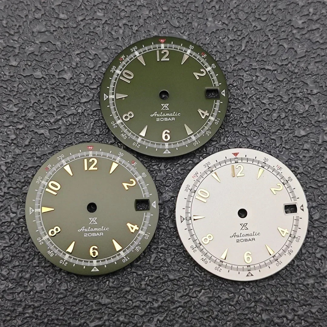 28.5mm Olive Green Watch Dial Green Luminous Face for NH35 4R35 Movement