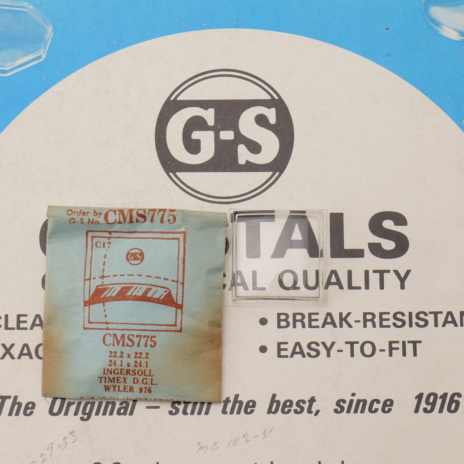 Vintage NOS GS Watch Crystal CMS775 Wyler 976 Timex DGL – 24.1 x 24.1mm NEW (MS)