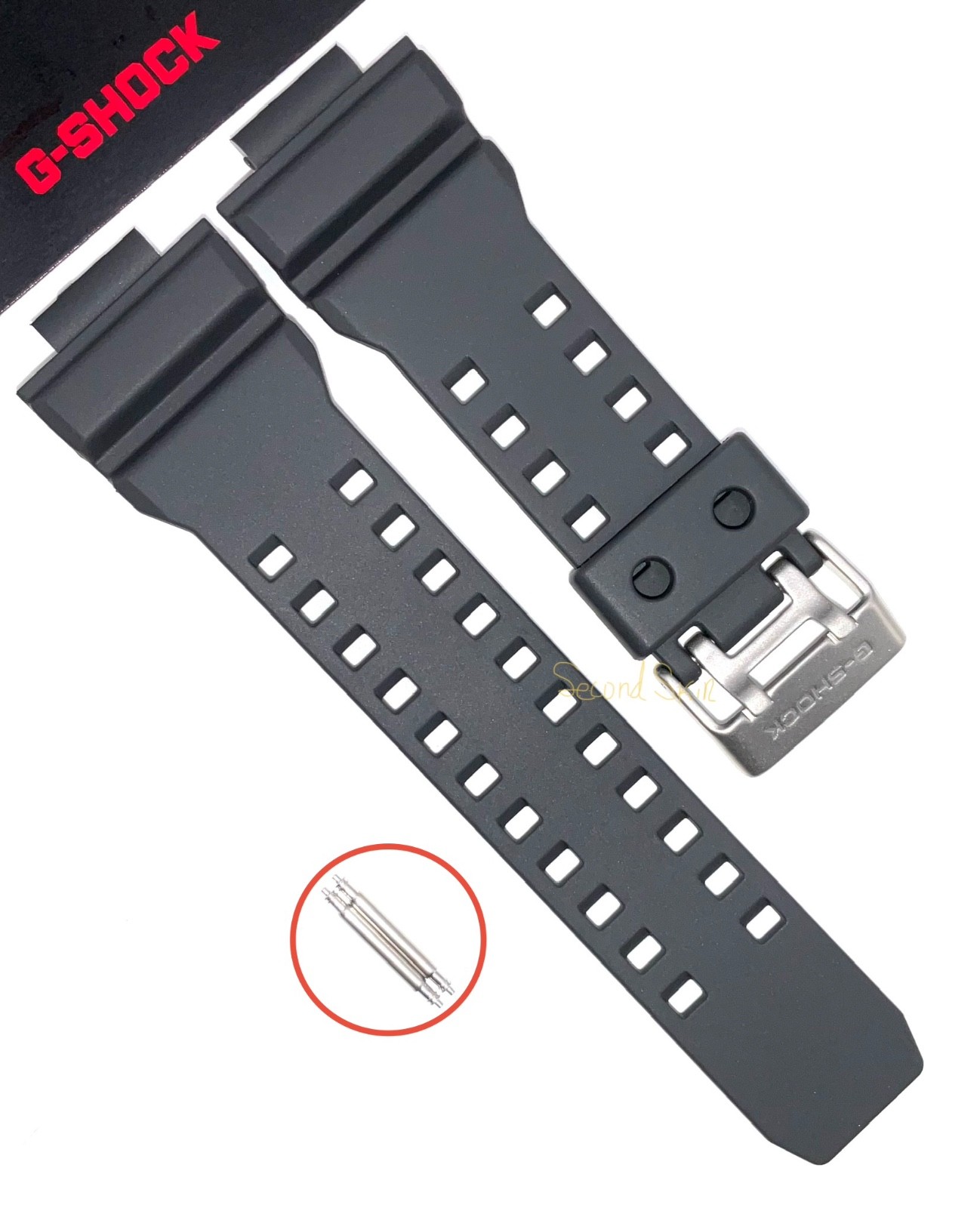Genuine Casio G-Shock Gray Watch Band Rubber Strap GD-350-8 + Pins