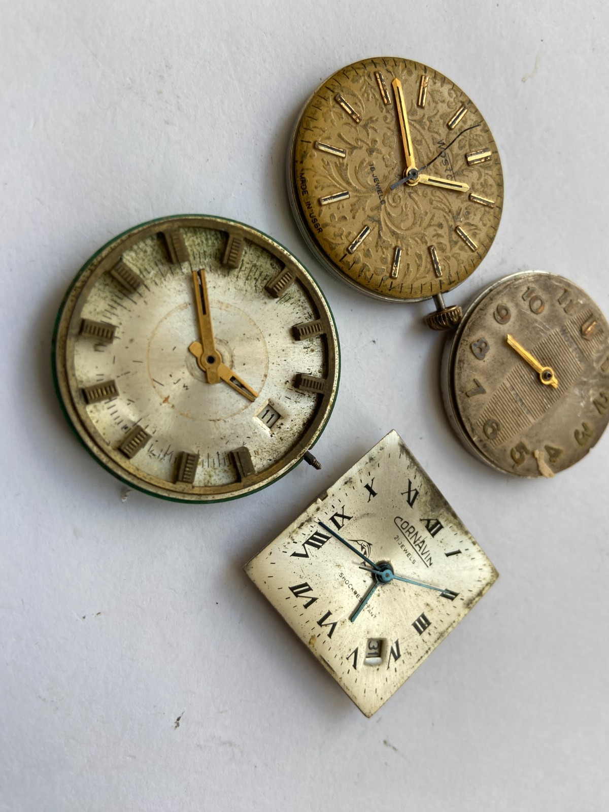VINTAGE MEN WRIST WATCH PARTS NOT WORKING LOT WOSTOK CORNAVIN SLAVA