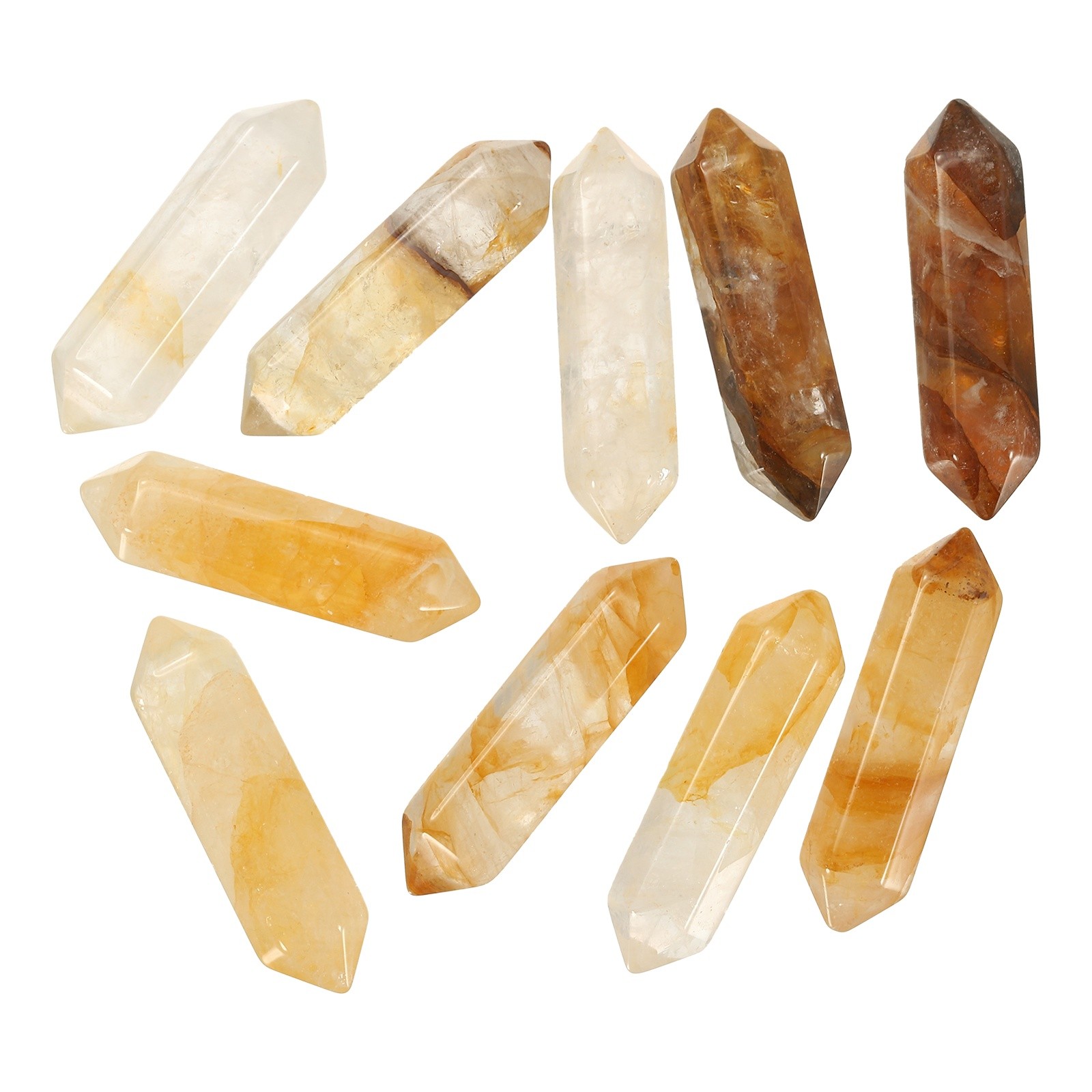 10 Pack Yellow Agate Quartz Crystals, Polished Crystals Bulk