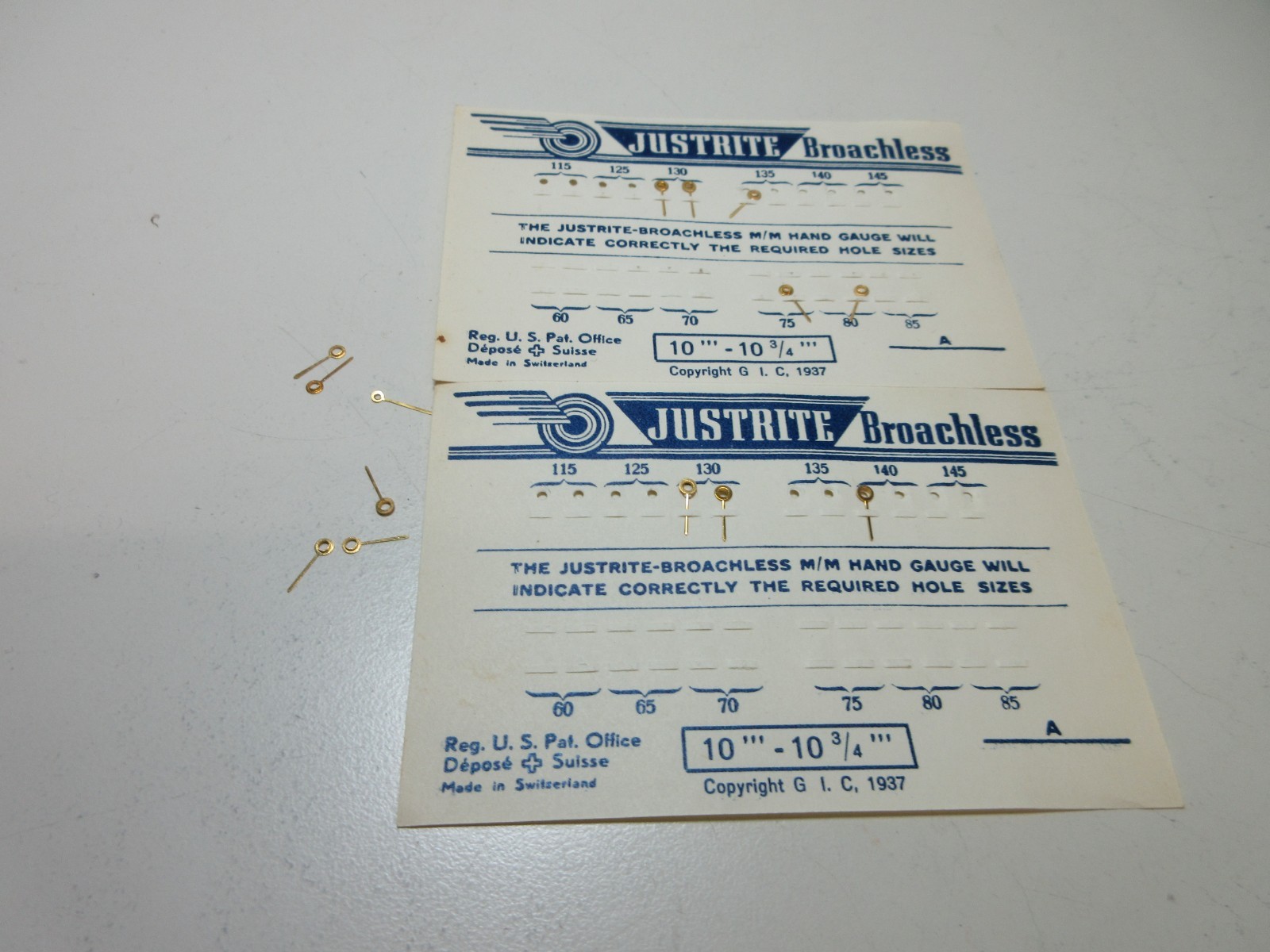 LOT JUSTRITE WATCH HANDS 10”’ 10 3/4”’ WATCHMAKER REPLACEMENT PARTS #244
