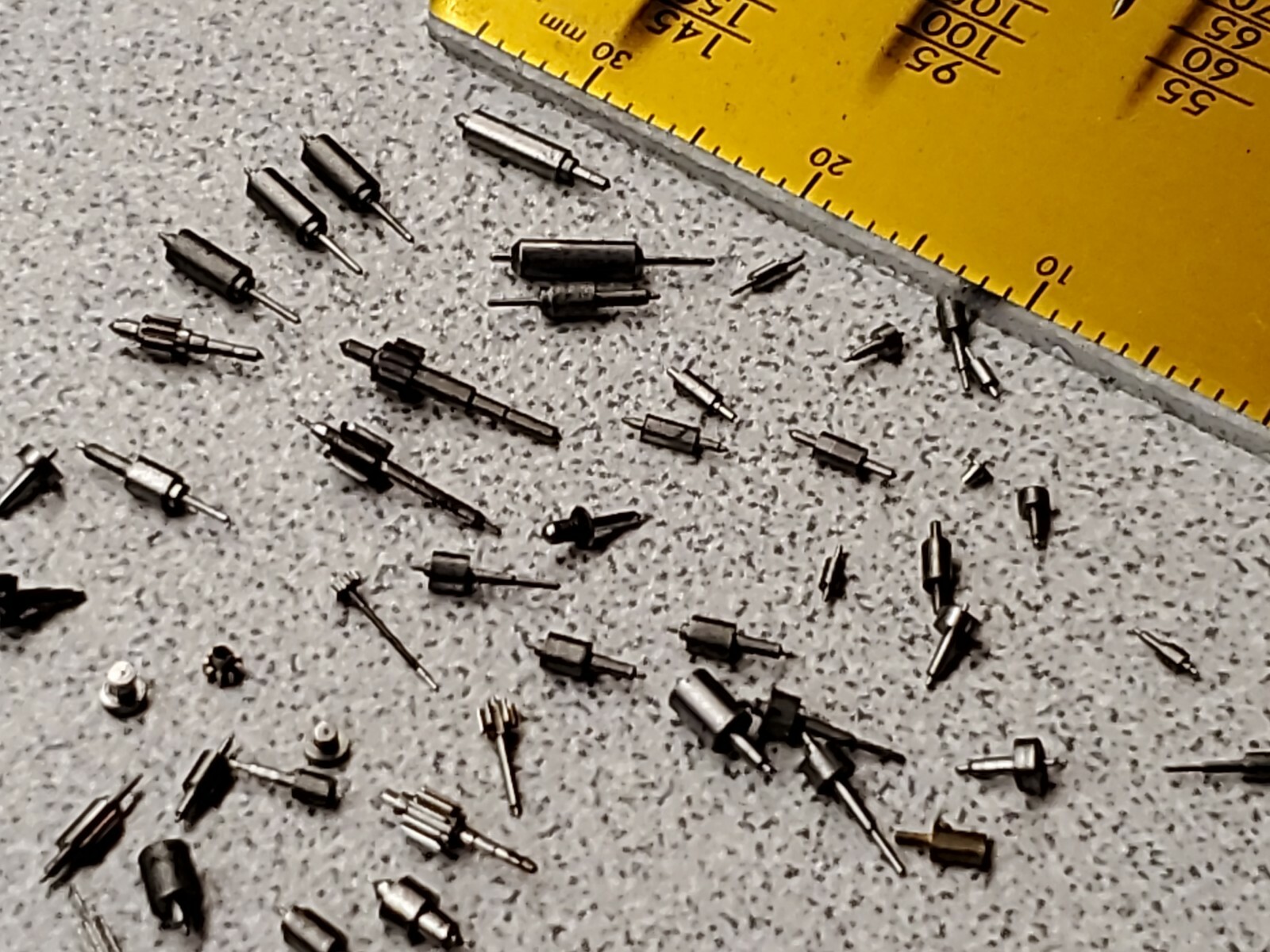 Lot Of 106 Pocket Watch Mixed Parts-Arbors, Pinions, Unfinished Staffs? etc