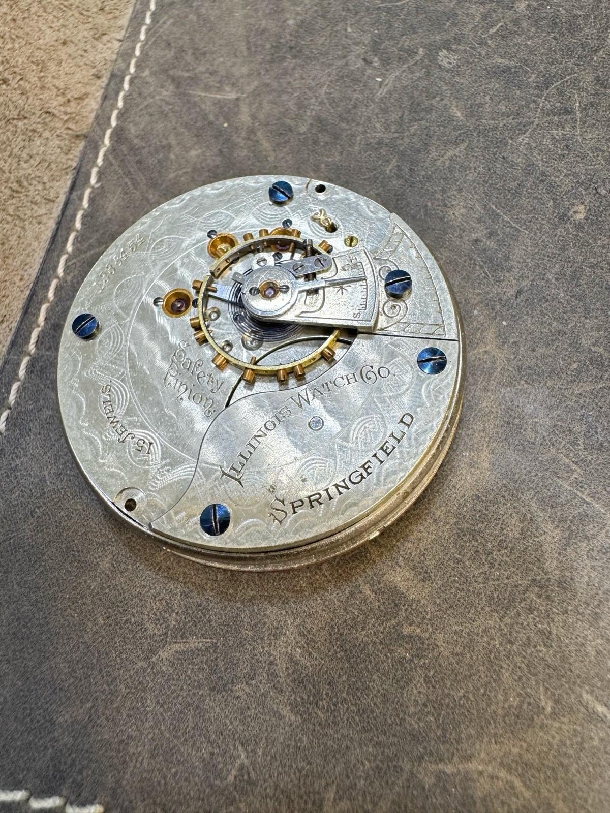 Antique Illinois Watch Company Springfield American Pocket Watch Movement Repair
