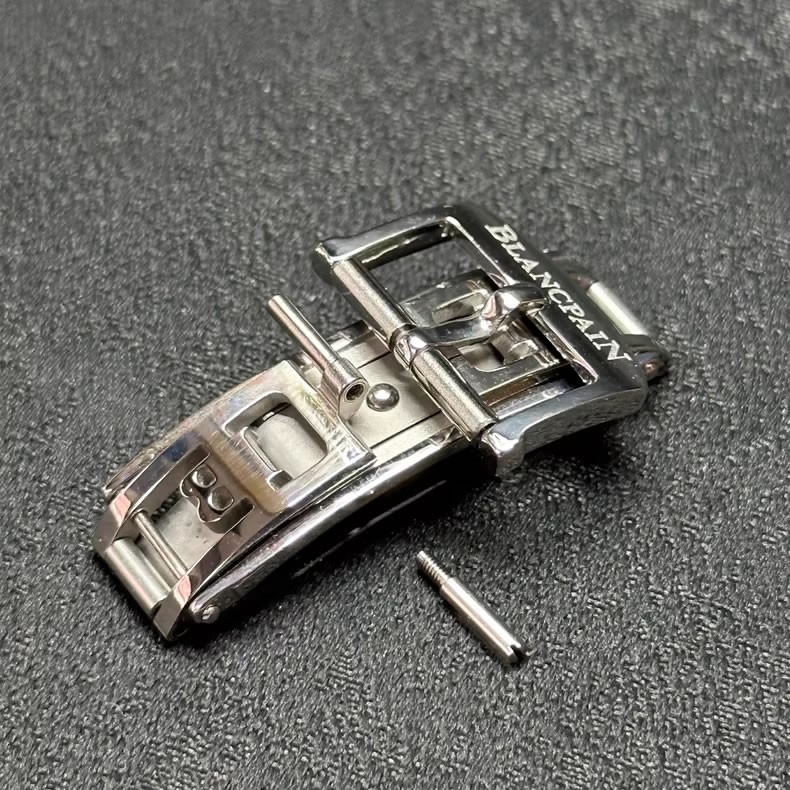 Blancpain Watch 15MM Steel Folding Clasp+Pin Buckle,Compatible with Moon Beauty