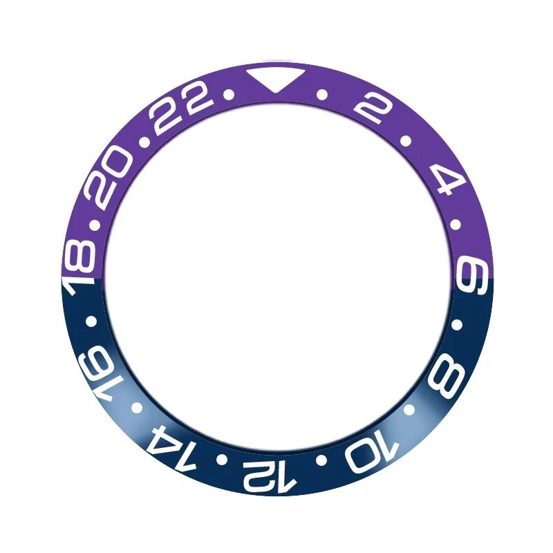 38mm Watch Case 3M Bezel Insert Aluminum for 40mm Watch Case GMT Purple Black