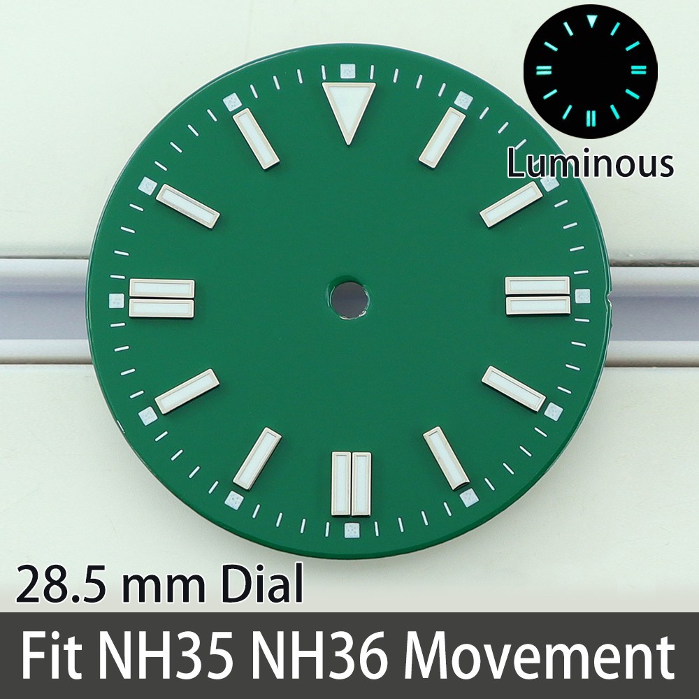 Super-LumiNova C3 28.5mm Sterile Watch Dials Metallic For Seiko NH35 36 Movement