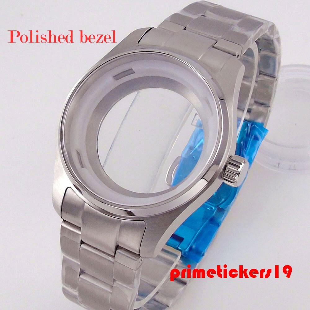 39mm/36mm Pilot Steel Watch Case Band Exhibition Back Fit NH35 ETA2824 PT5000