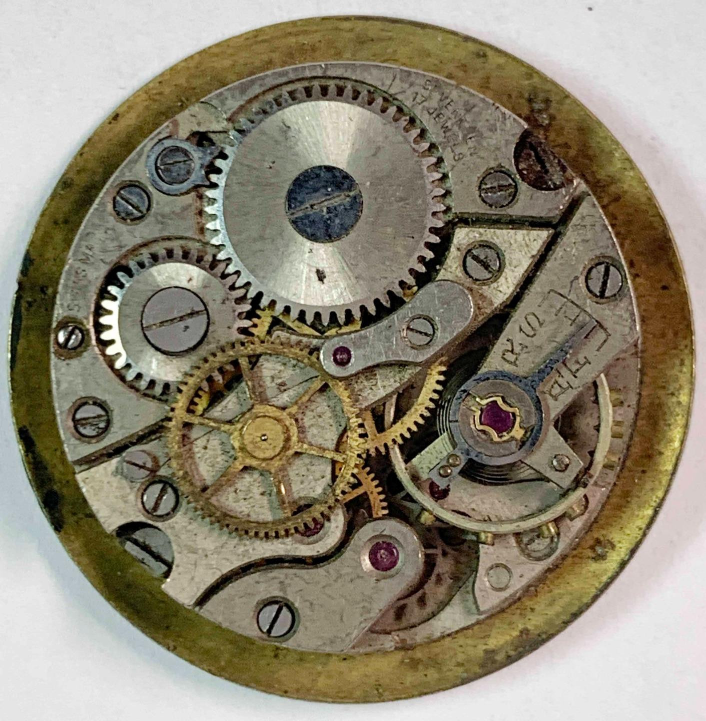VINTAGE FARGO 17J O. MAIRE 125 WRISTWATCH MOVEMENT ASSEMBLY NICE ORIGINAL DIAL