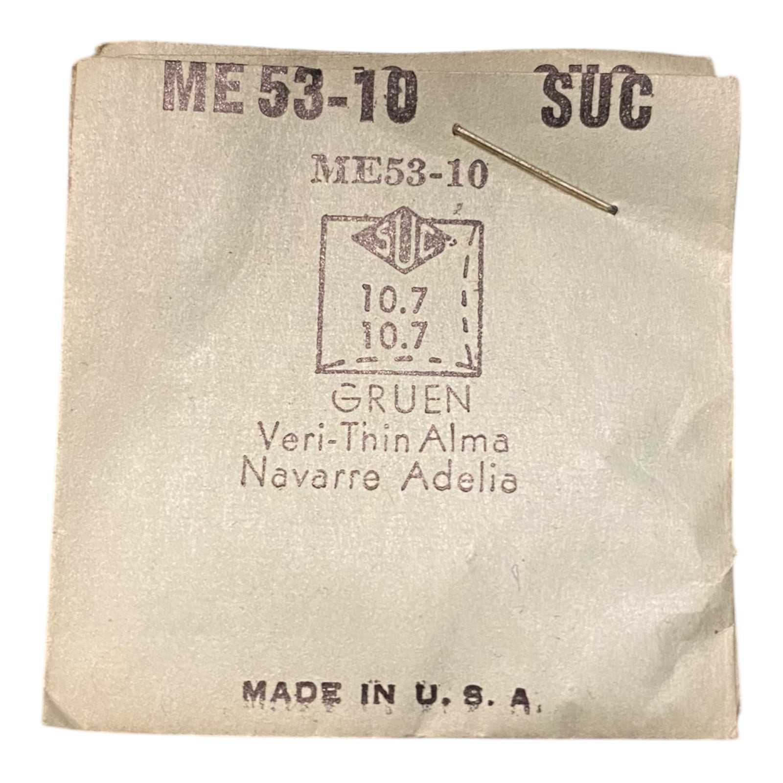 SUC ME53-10 ME 53-10 Watch Crystal 10.7×10.7 mm NOS Part Rocket Cylinder Gruen