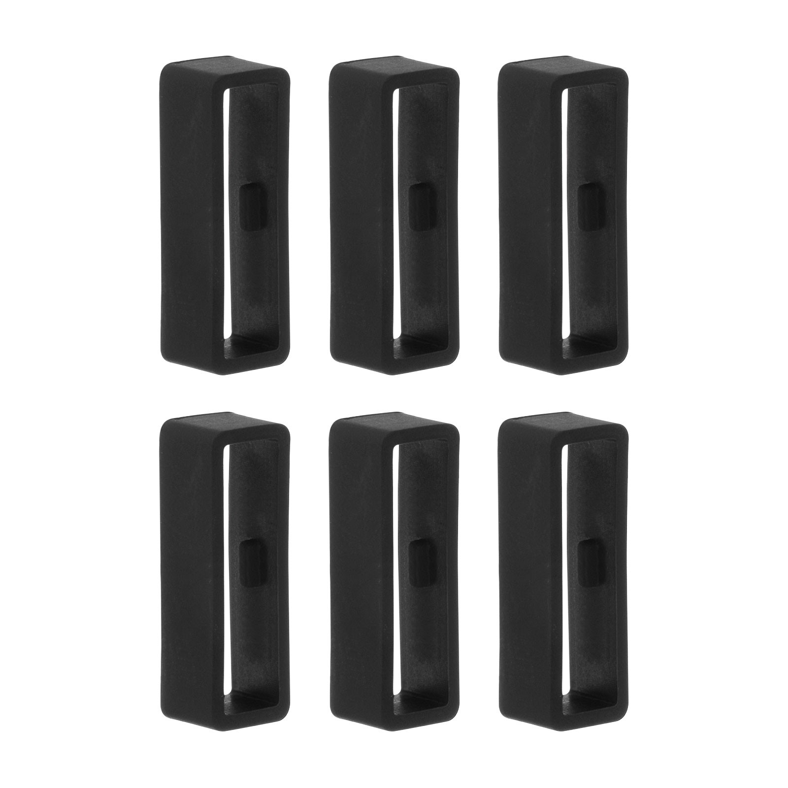 6pcs Watch Strap Loop Fastener Rings 26mm Rubber Watch Holder Keeper Black
