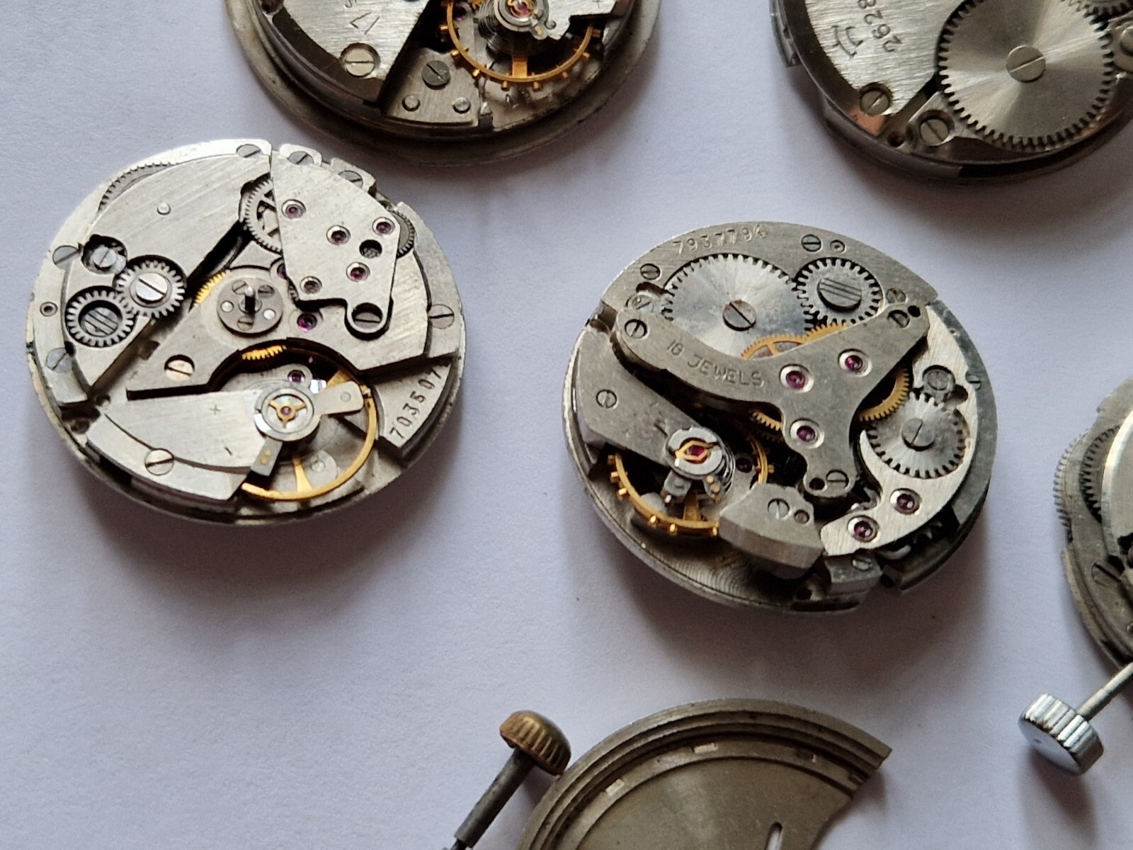 vintage watch parts Poljot and alarm sekonda watch movement parts USSR lot