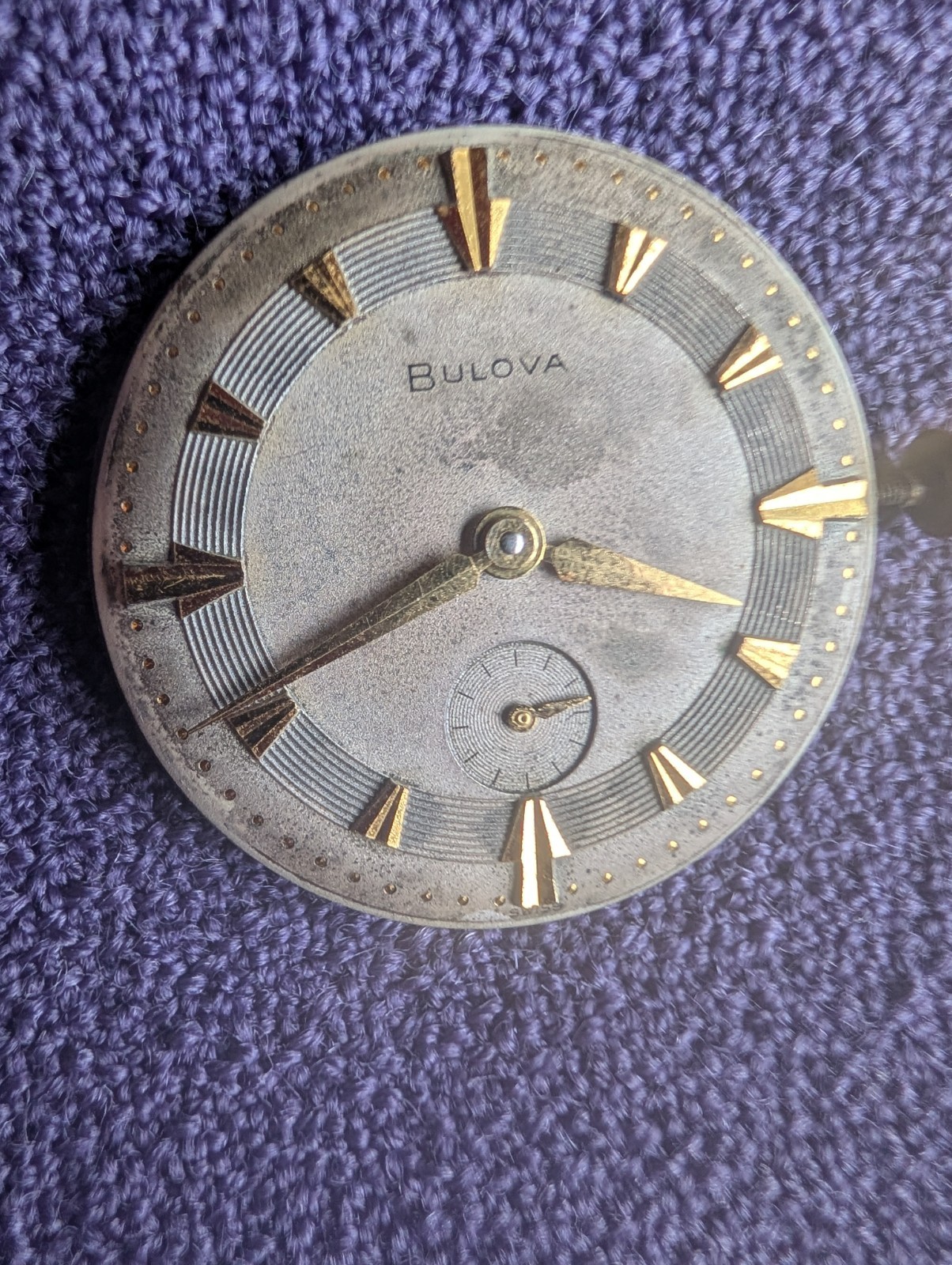 Vintage Bulova 11 AC Stem Wind 17j Men’s Wristwatch Movement Subdial for Parts