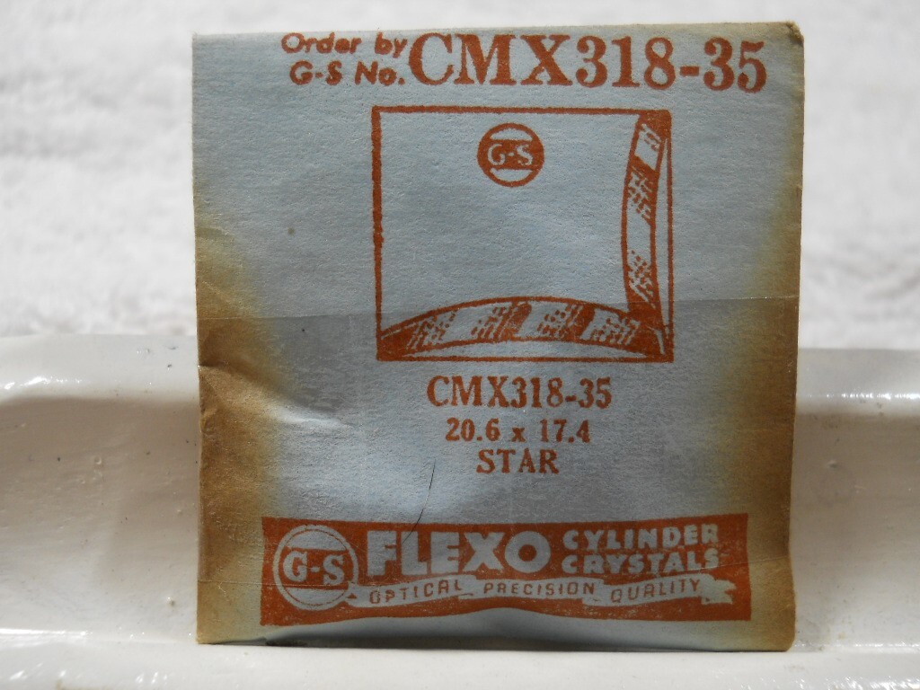GS CMX318-35 Watch Crystal Fit Star Elgin 6524 Milburn – 20.6 x 17.4 mm – Repair