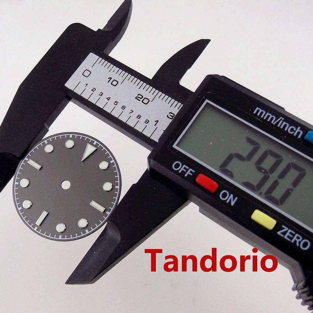 29mm BLIGER Black/Gray Luminous Watch Dial Face For NH35 NH36 MIYOTA 8215 821A