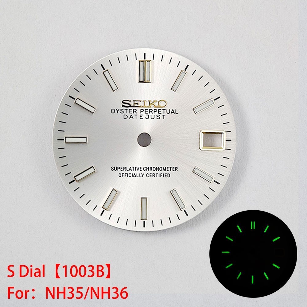 28.5mm Sun pattern Watch Dial Green Luminous For NH35 NH36 Movement Accessories