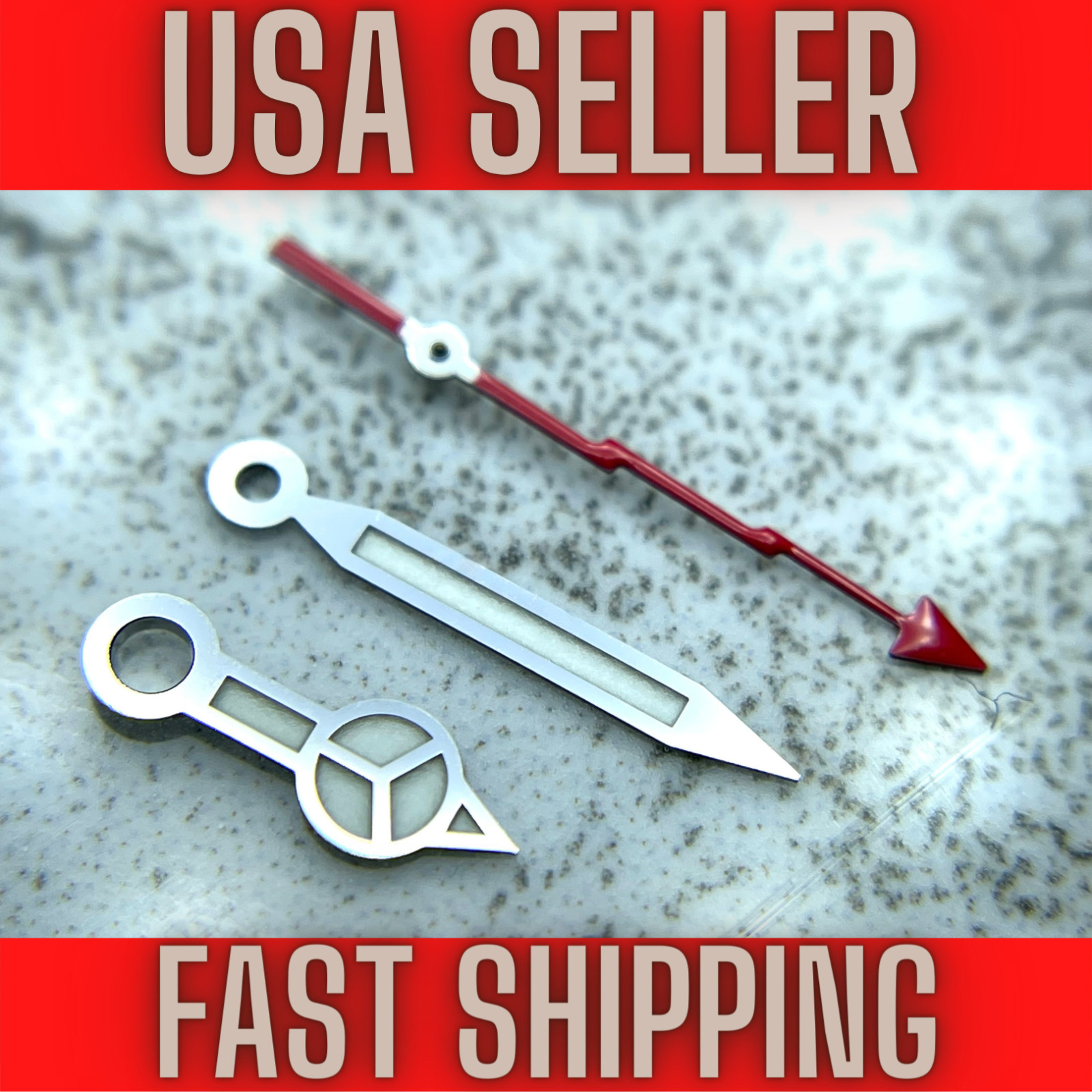 Silver “Merc w/ Red Lightning” Hands for Seiko NH35,NH36,7s26,7s36 SKX007 MOD