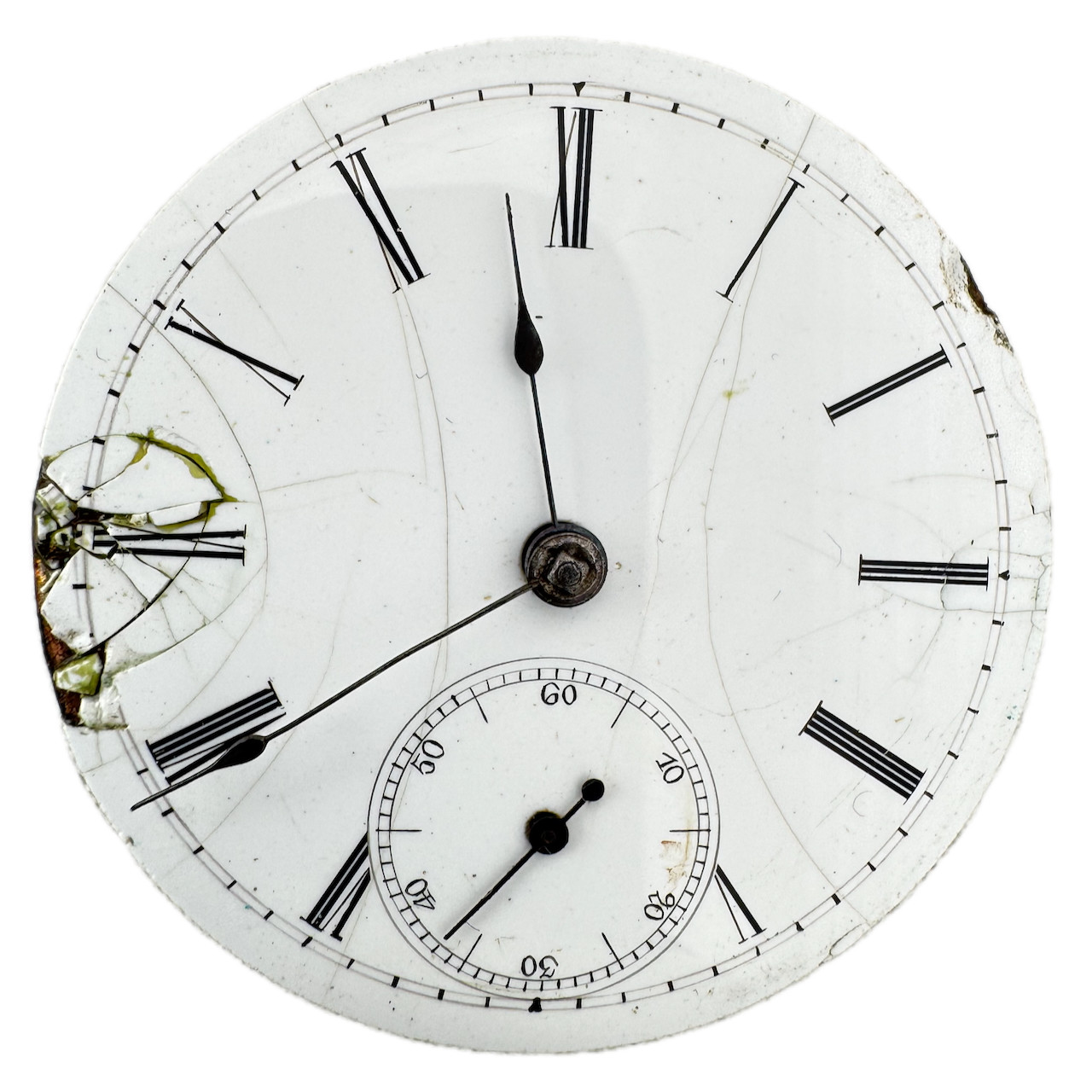 Antique 18s Unbranded Roman Numeral Key Pocket Watch Movement Swiss Running
