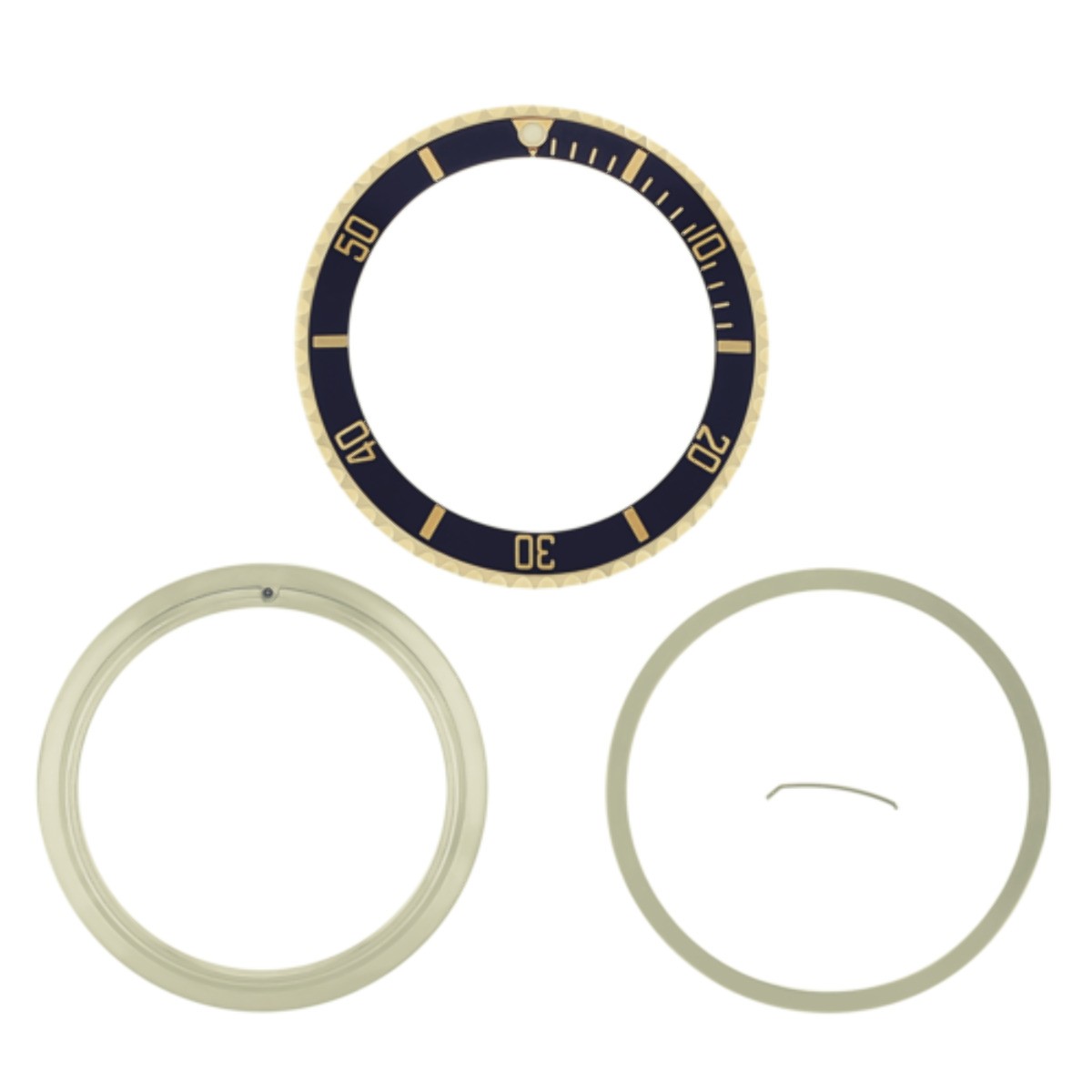 BEZEL + RETAINING + INSERT FOR ROLEX SUBMARINER 18K REAL GOLD 16613, 16618 BLACK
