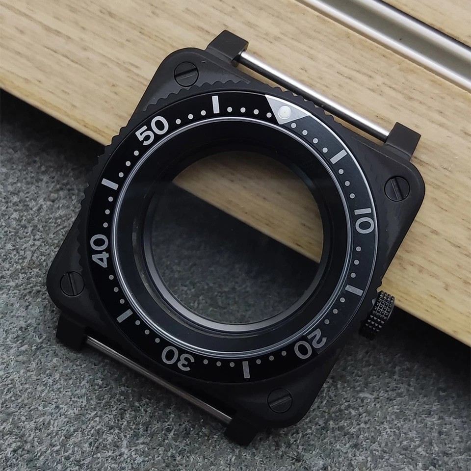 42mm Stainless Steel Square Watch Case Sapphire Glass For NH35/NH36 Movement