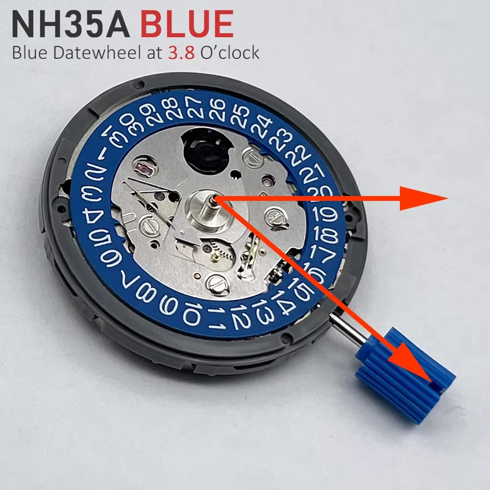 Mechanical Movement Modified Red Datewheel 3.0/3.8 Crown Japan Mod NH35A Disc