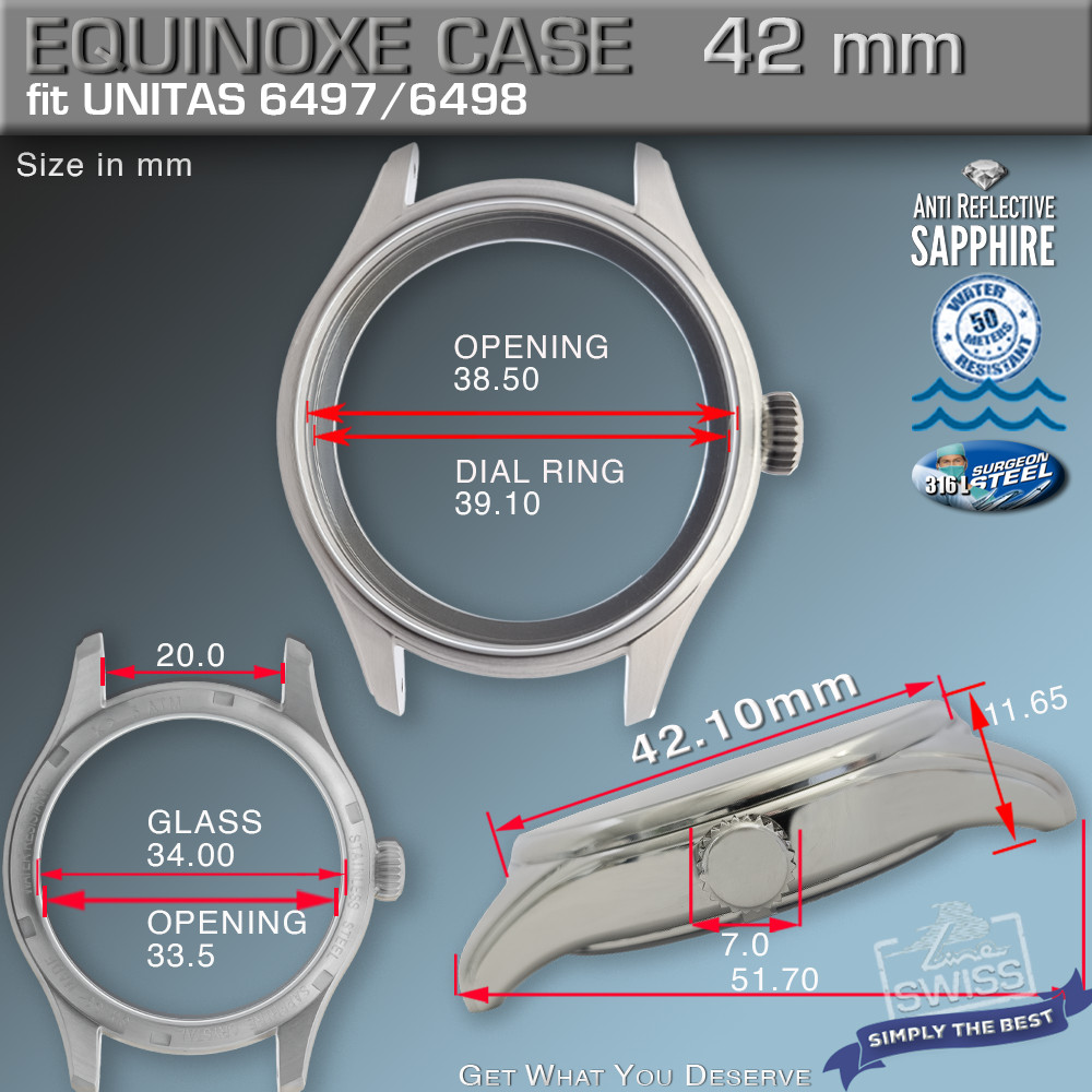 CASE EQUINOXE 42MM 39.10MM DIAL, ST-STEEL, ETA UNITAS 6497/98, SAPPHIRE, SWISS