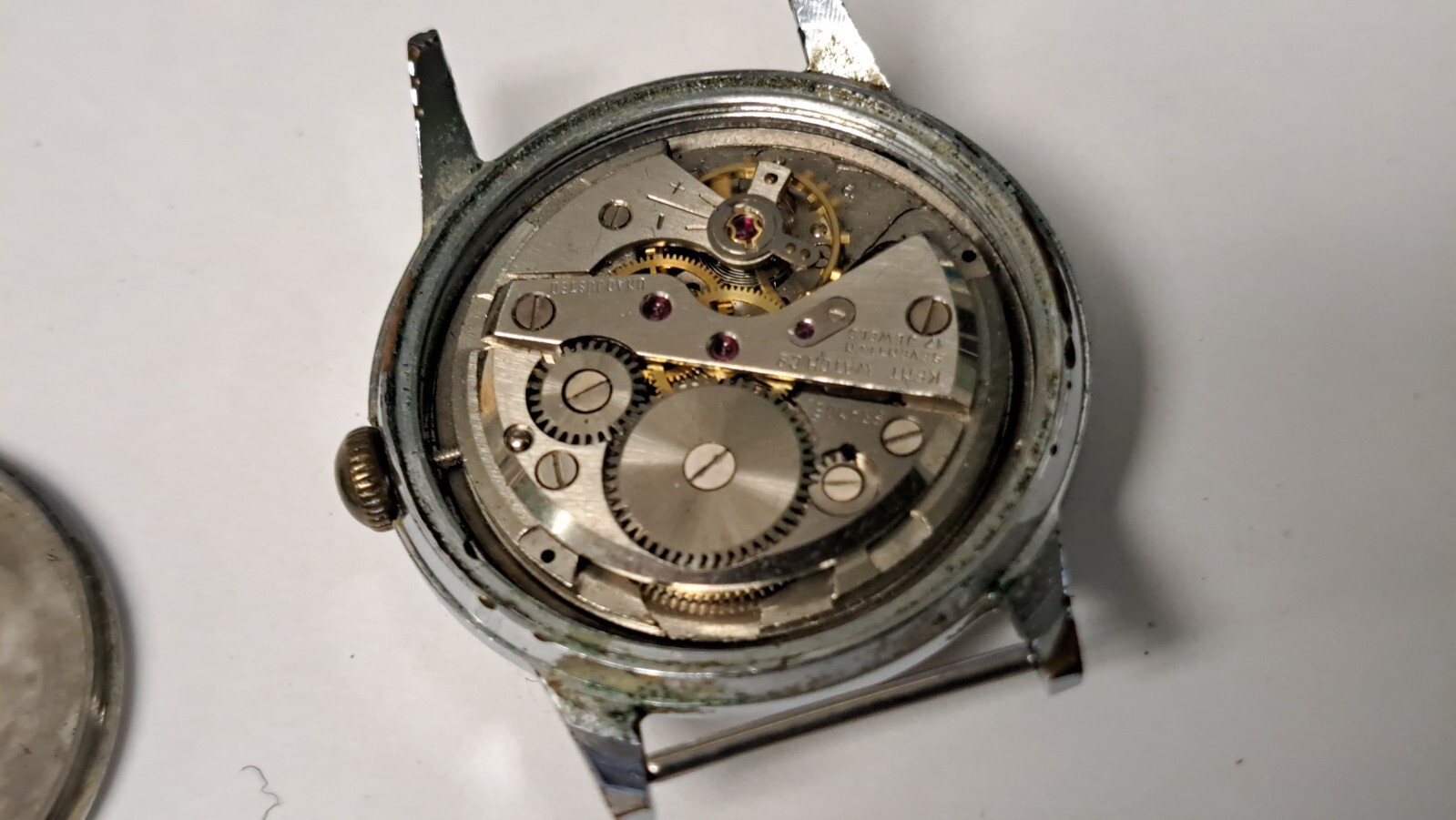 Vintage Kent watch movement winding with dial, runs, 17 rubis/jewels France