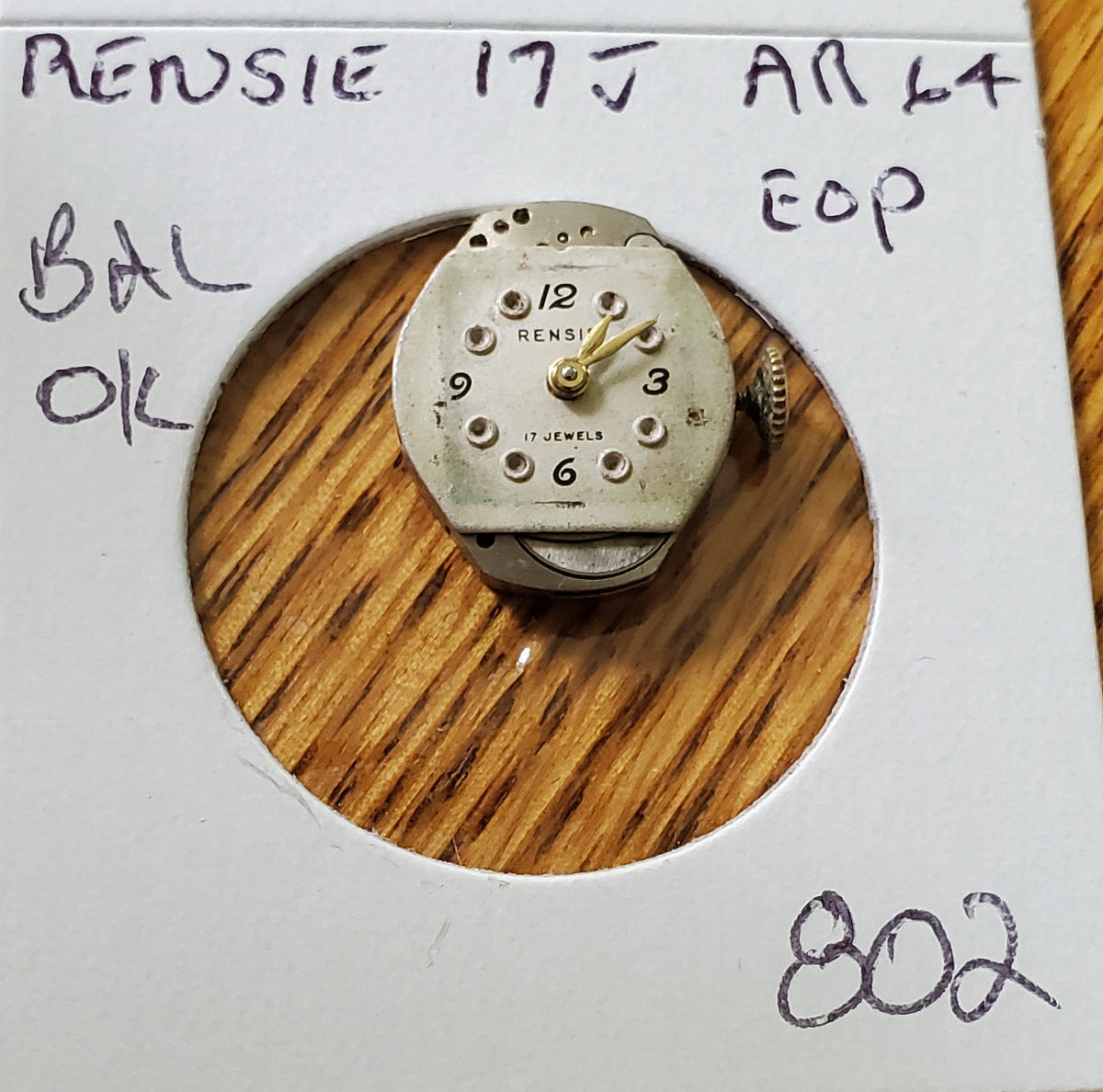 LADIES RENSIE 17J AR64 EOP WATCH MOVEMENT #802