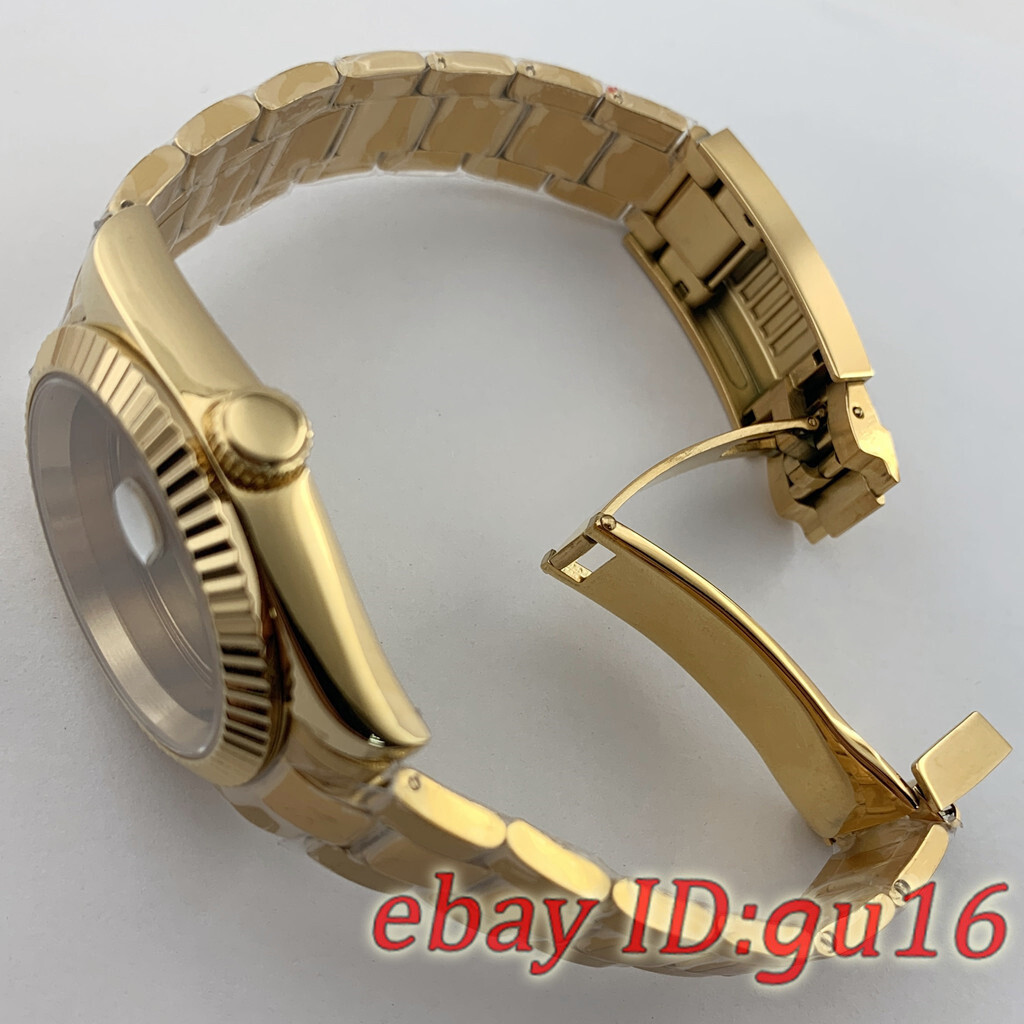 36mm/40mm Gold Oyster strap Watch case Fit NH35 NH36 ETA 2824/2836 Miyota 8215