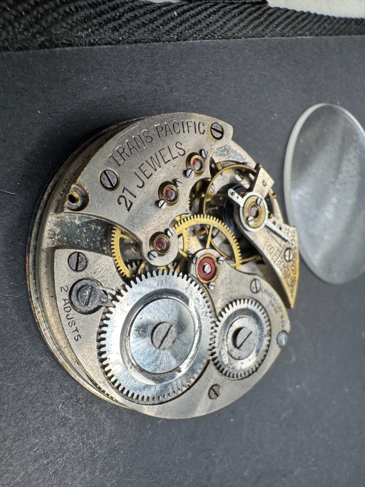 Vintage Trans Pacific 21 Jewels Pocket Watch Movement Langendorf Swiss