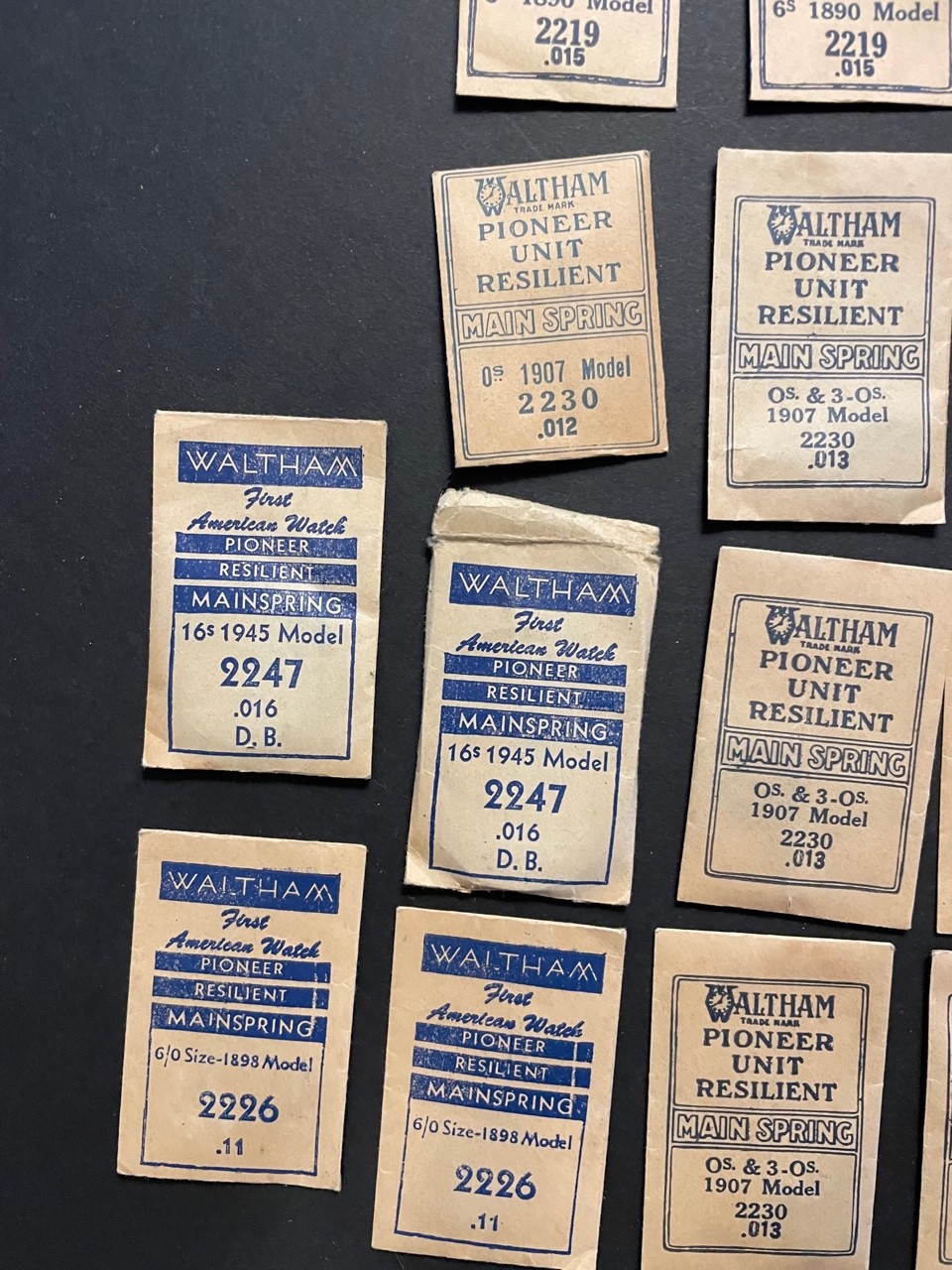 Bulk Pocket Watch Main spring Lot Waltham Pioneer 0s 6s NOS Mainspring 1890 1907