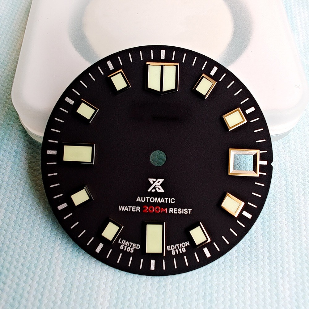 28.5mm dial with C3 luminescent coating, for NH35 dive watch modification