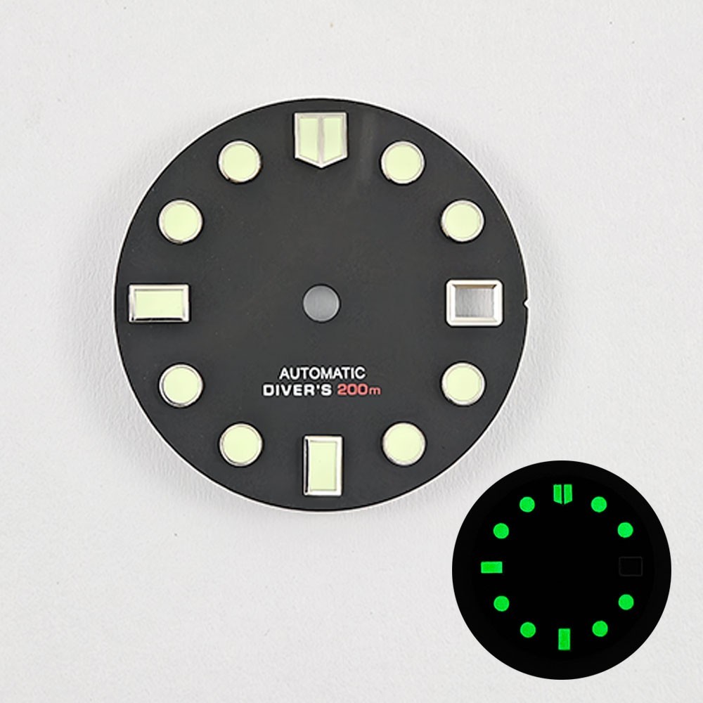 28.5mm Custom Logo Watch Dial For NH35 NH36 Movement Green/No Luminous Faces