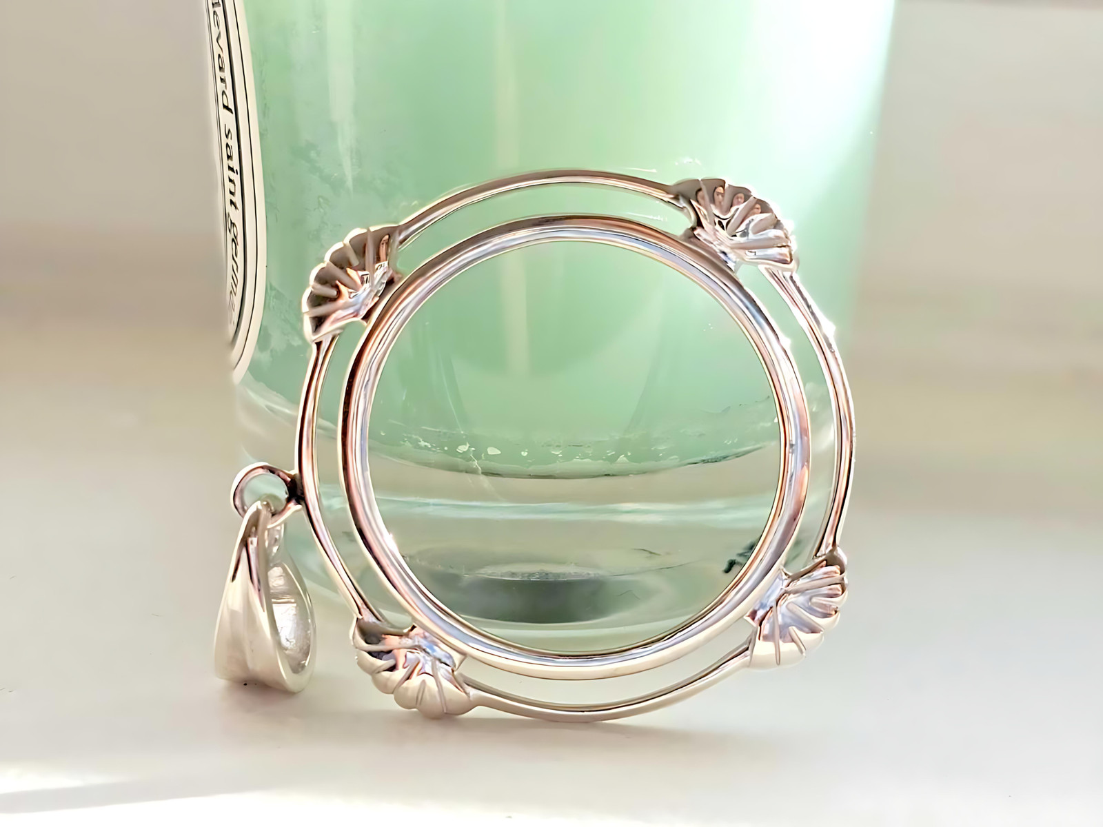 925 Sterling Silver Prong Back Clamshell Edge Bezel for 24mm Quarter 25Cent