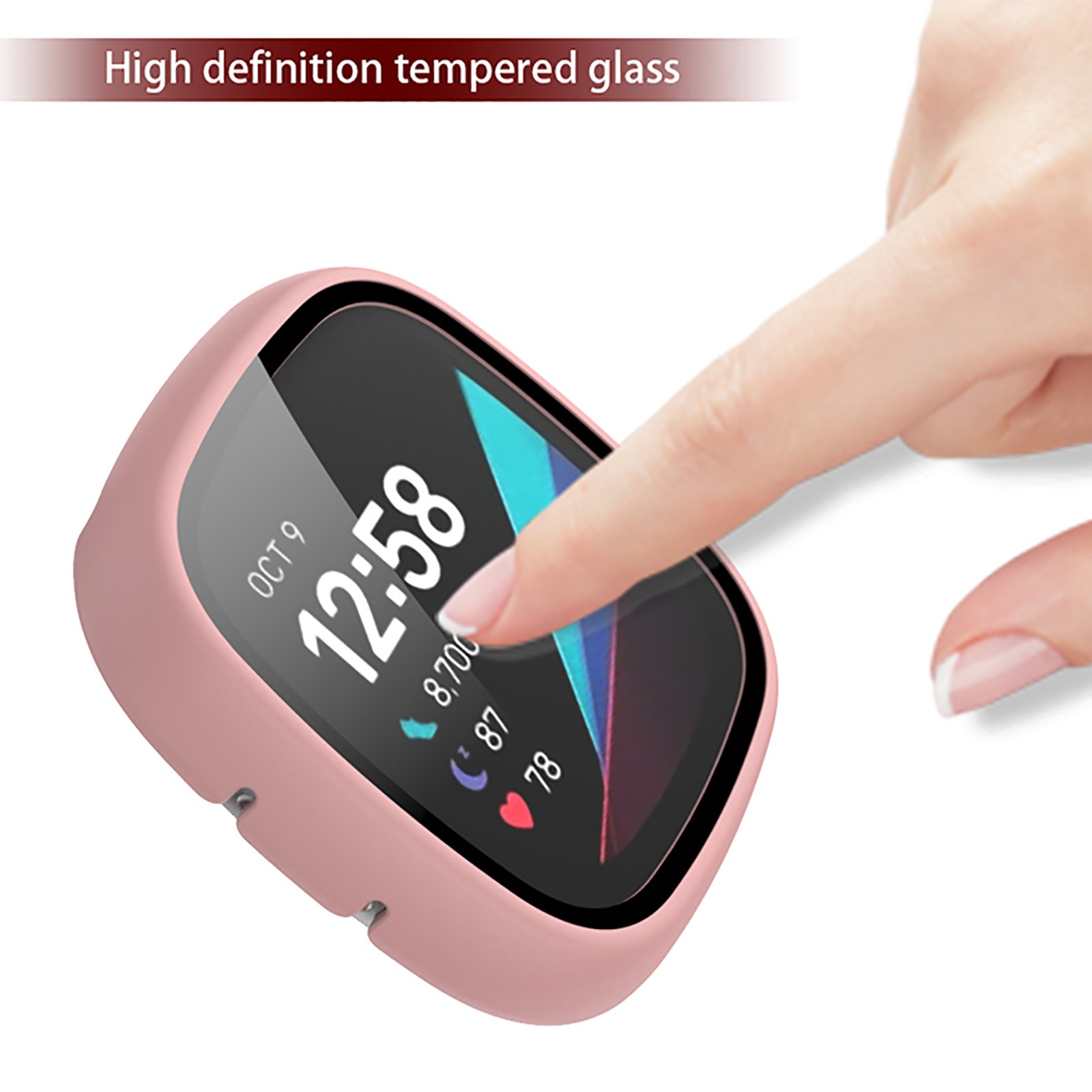 Watch Case PC+Tempered Film Case Protective Case for Fitbit Versa 3/Sense