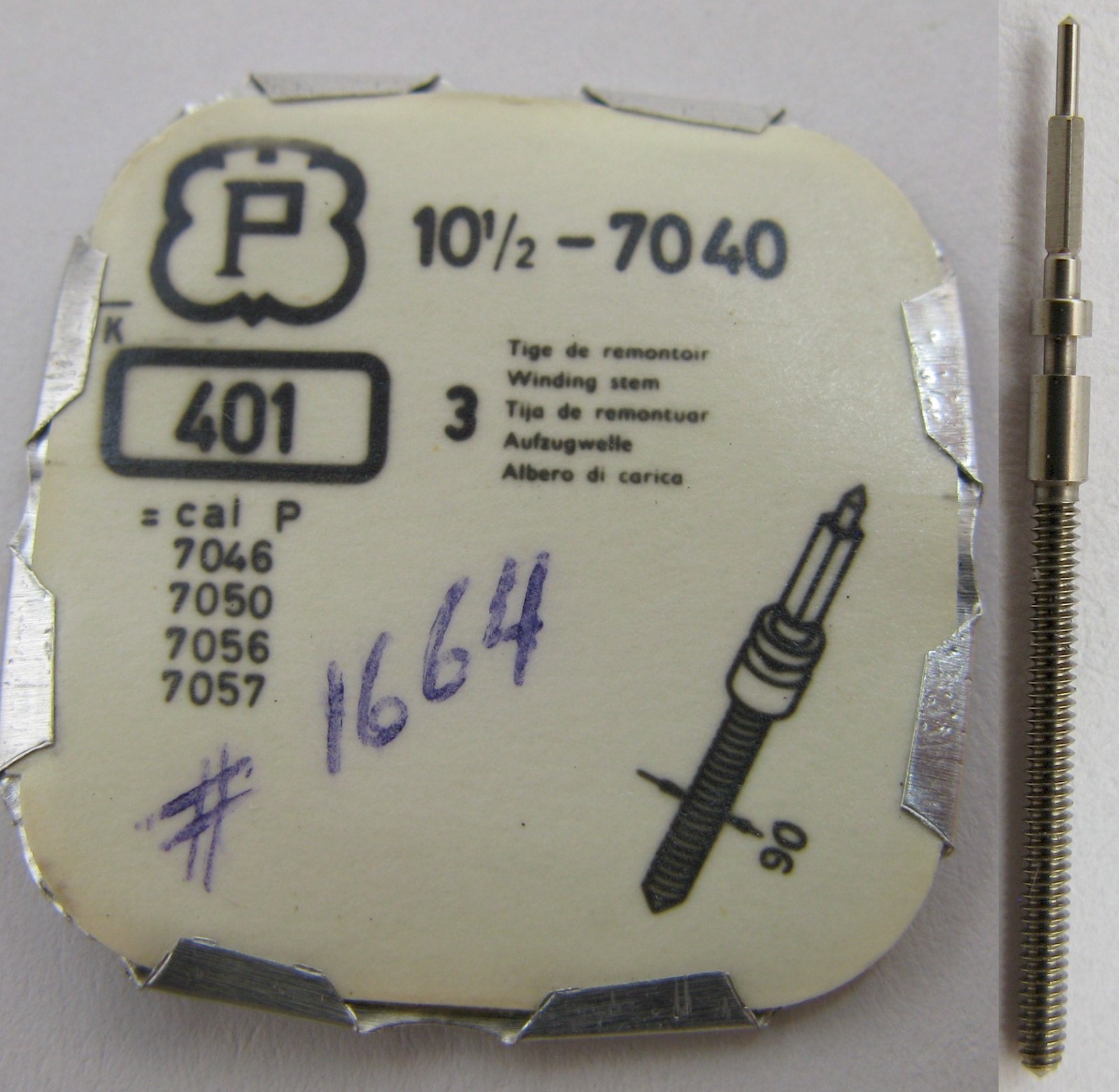 Peseux 7040 7046 7050 7056 7057 regular winding stem 401 tap 10