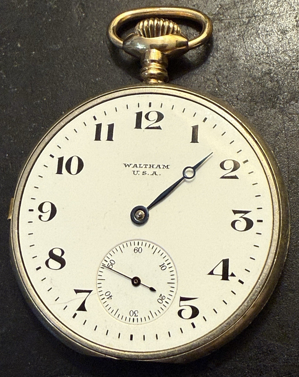 Antique Waltham 15 jewel open face pocket watch For Parts no back plate W1C