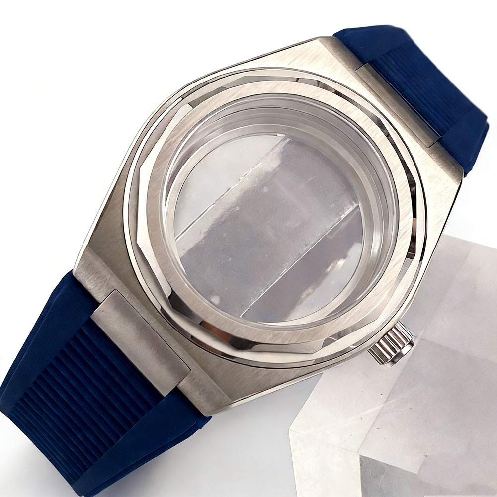 40mm Watch Case with Polygonal Bezel Sapphire Fit NH35 NH34 PT5000 For Ingenieur