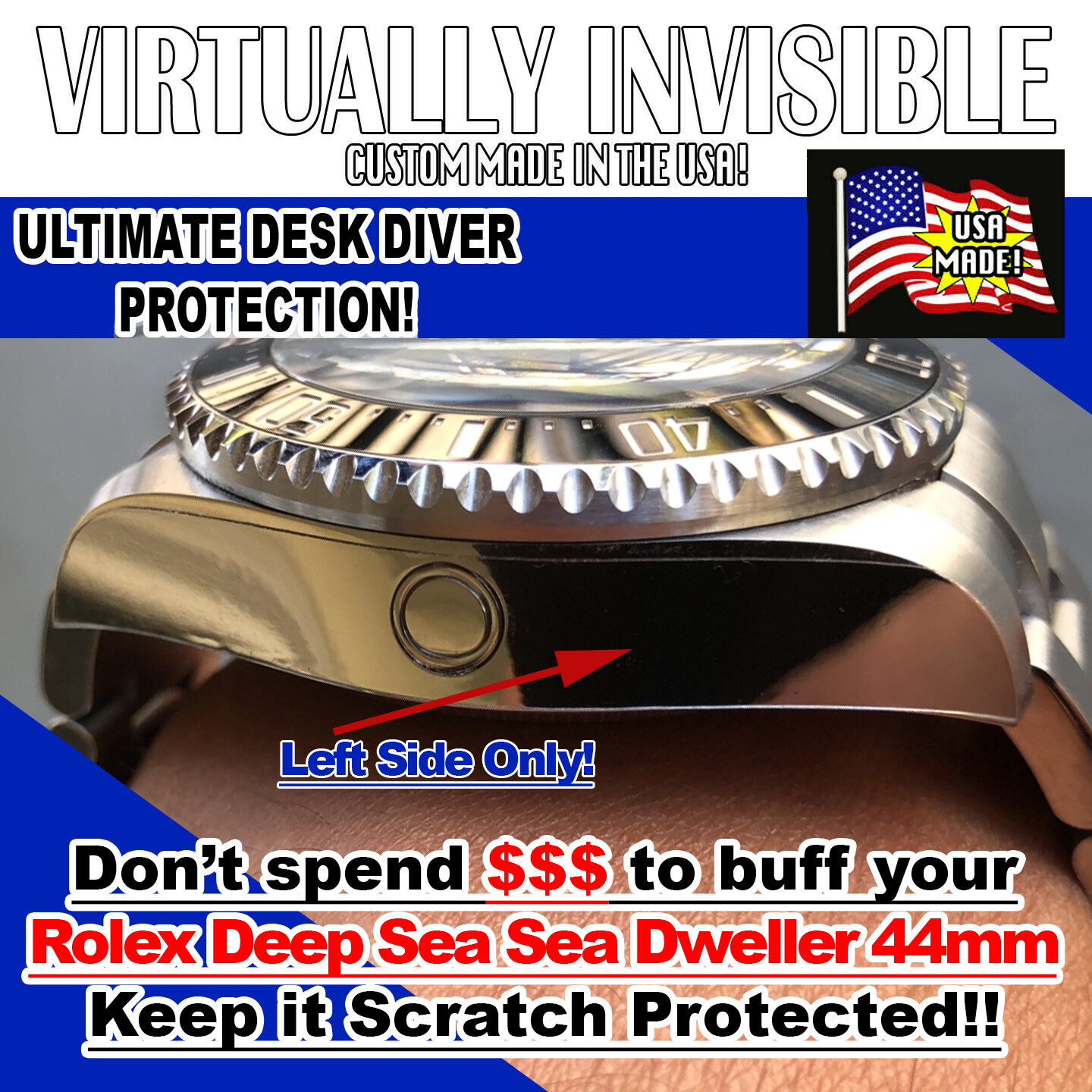 For-Rolex Deep Sea Sea Dweller Left Side Protection HD anti-scratch, Set Of 2
