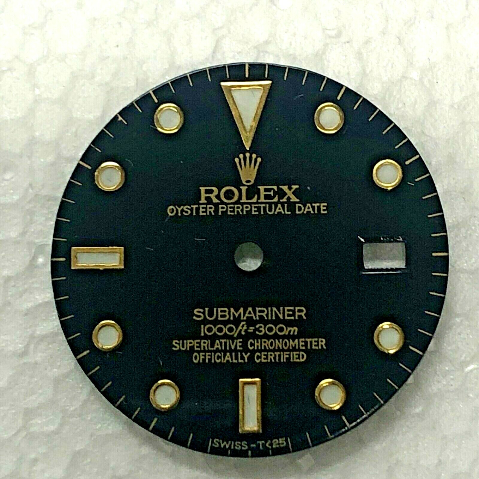 Rolex Dial For Submariner Oysters Perpetual Date Black Color Yellow Prong 27.30m