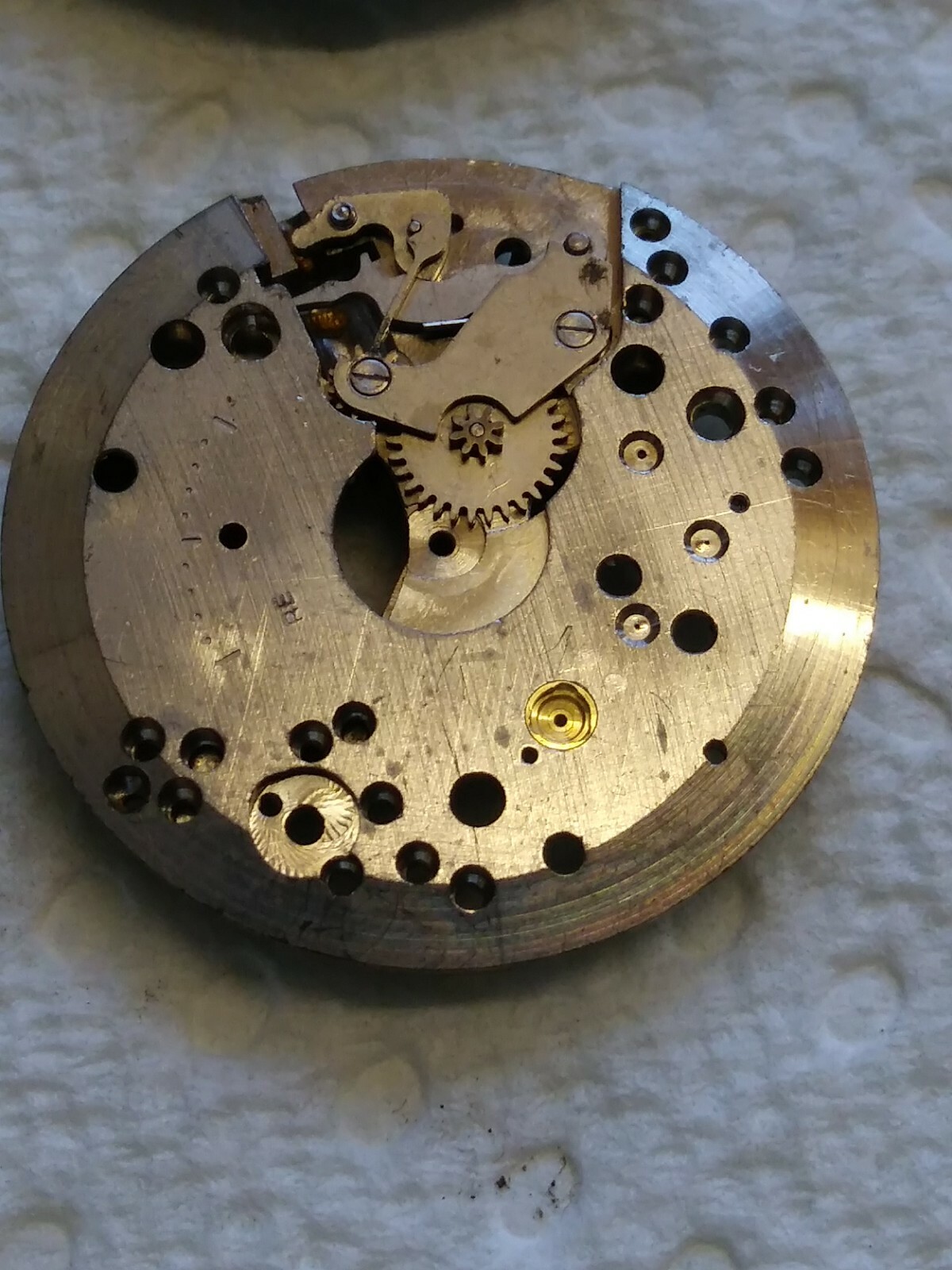 AS 1124 D Disassembled Wadsworth Movement, Dial, Hands, Holder, Case back Repair
