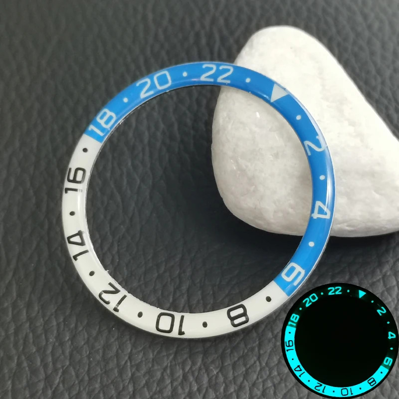 Watch Bezel Insert Blue Luminous Resin 38mmx31.5mm For SKX007 SKX009 NH35 NH36